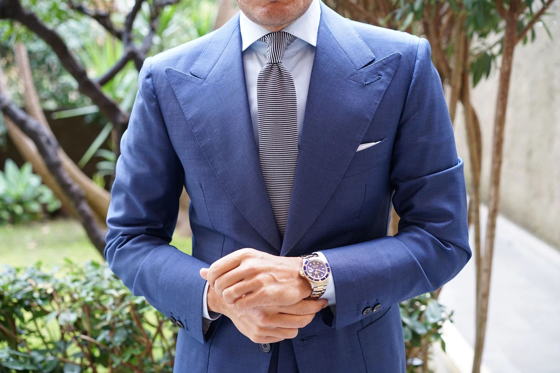 Coolidge Navy Blue Pattern Knitted Tie - Image 5