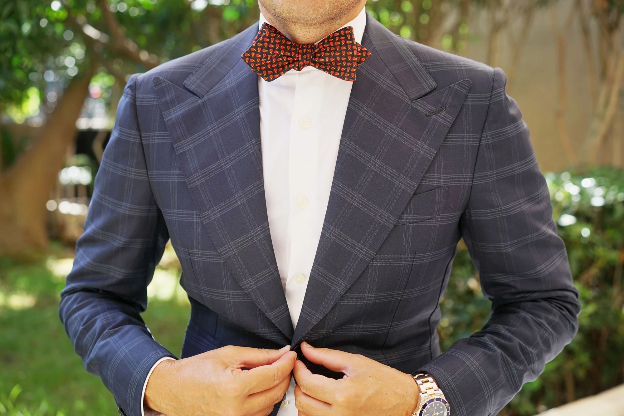 Coquelicot Red Beetle Diamond Self Bow Tie - Image 4