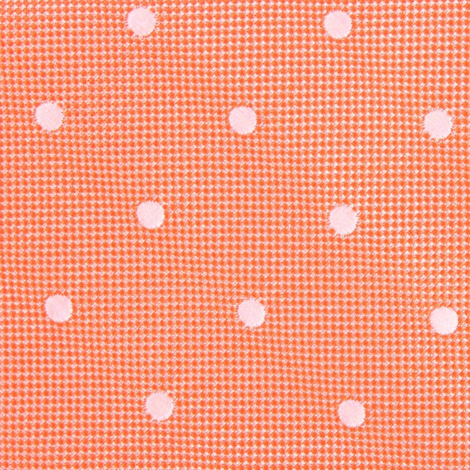 Coral Orange with White Polka Dots Self Tie Diamond Tip Bow Tie - Image 5