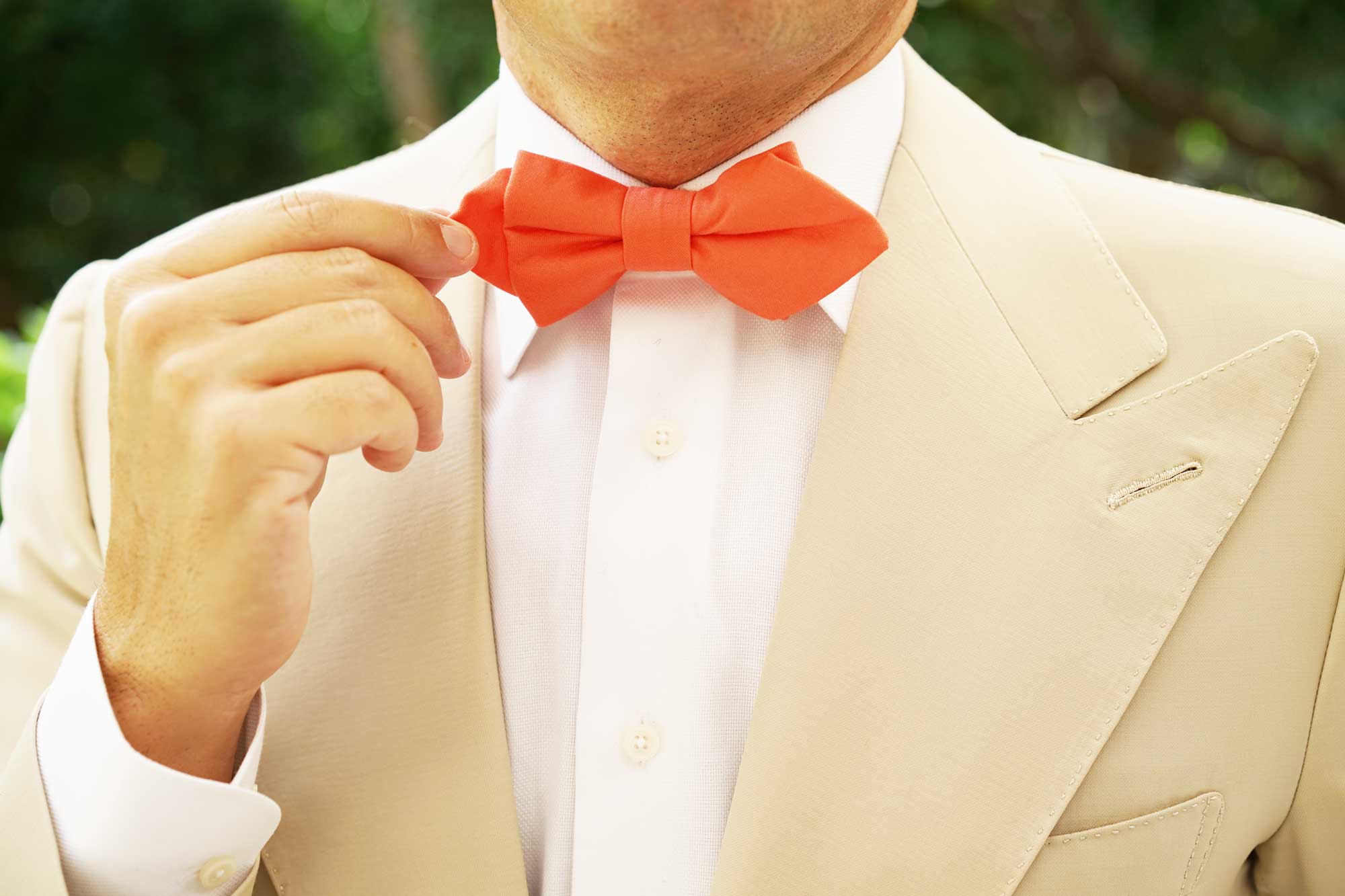 Coral Pink Cotton Diamond Bow Tie - Image 6