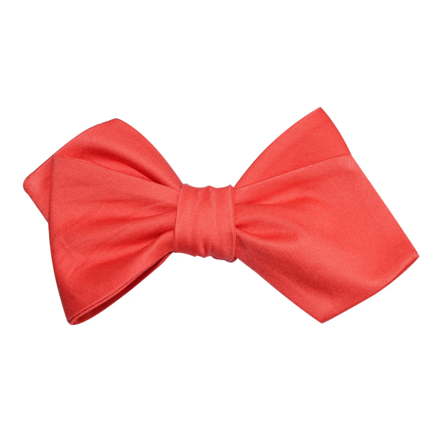 Coral Pink Cotton Self Tie Diamond Tip Bow Tie - Image 3