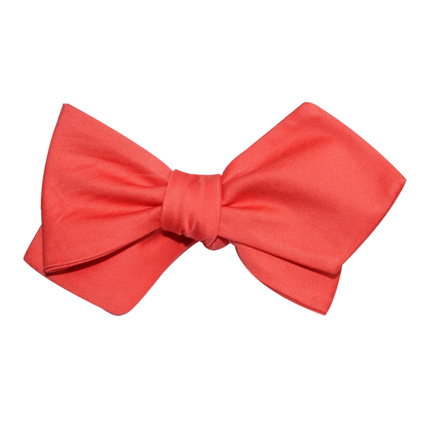 Coral Pink Cotton Self Tie Diamond Tip Bow Tie - Image 4