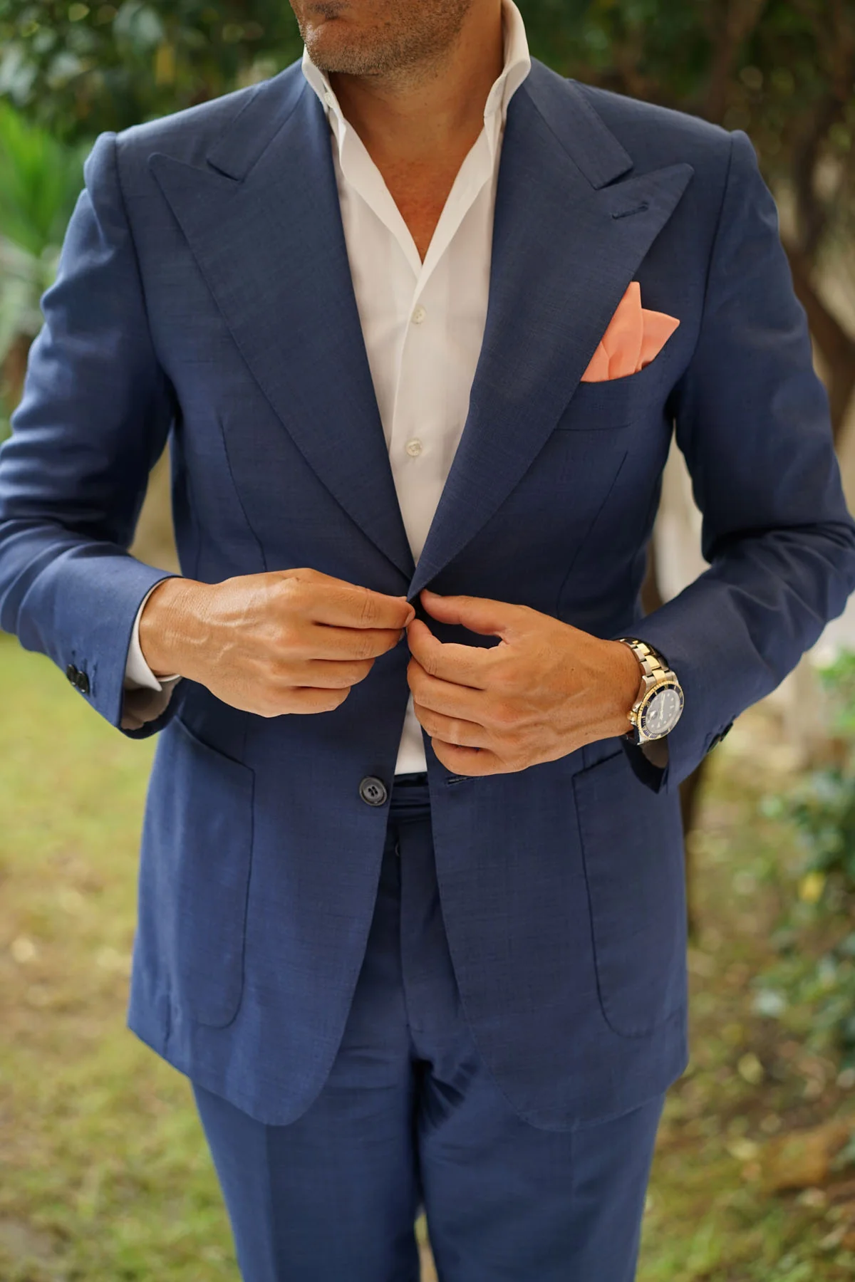 Coral Pink Linen Pocket Square - Image 6