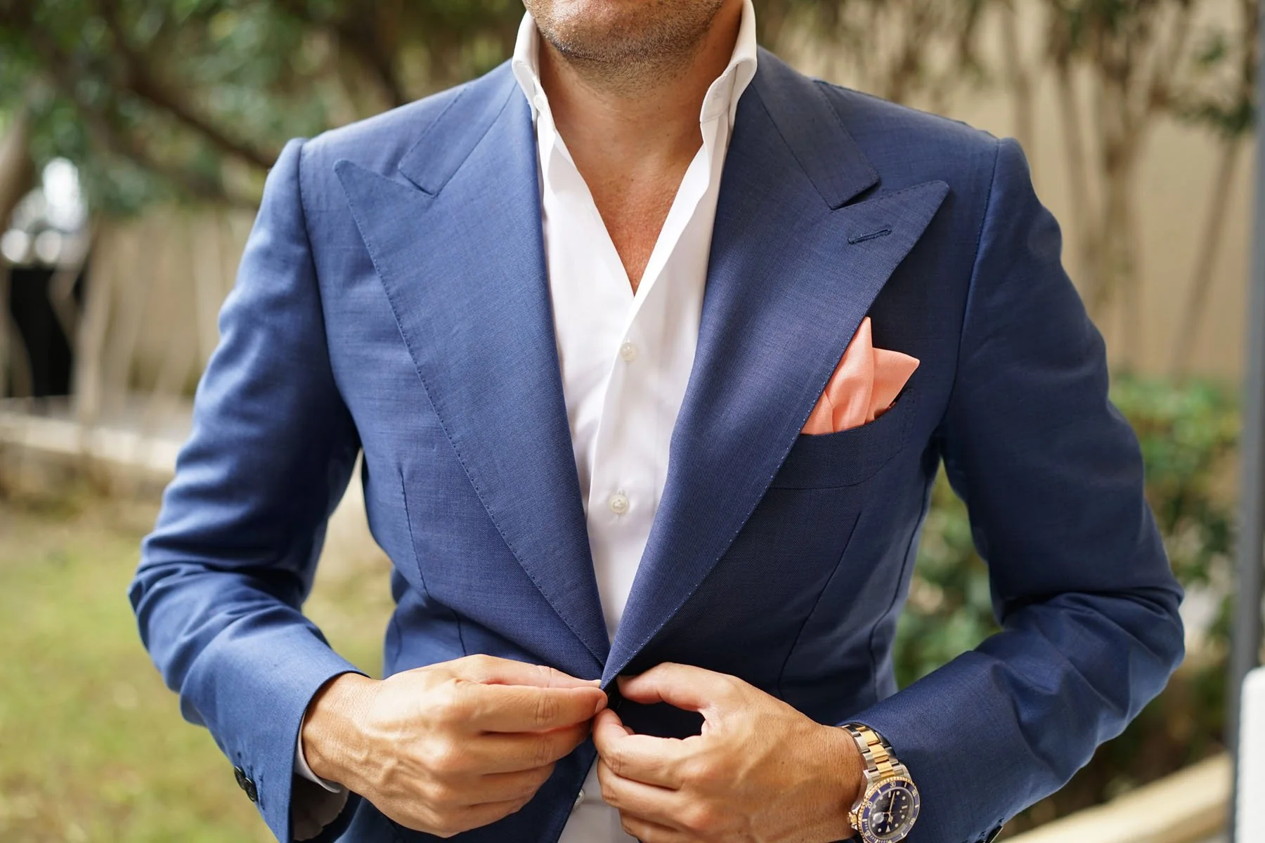 Coral Pink Linen Pocket Square - Image 7