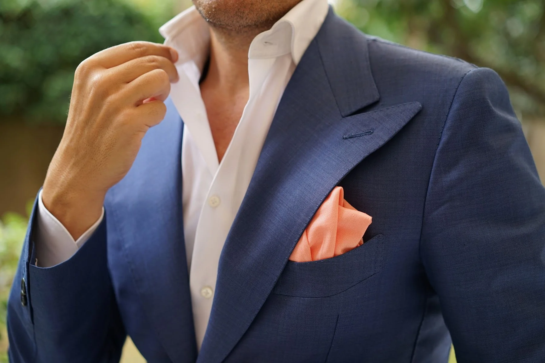 Coral Pink Linen Pocket Square - Image 8