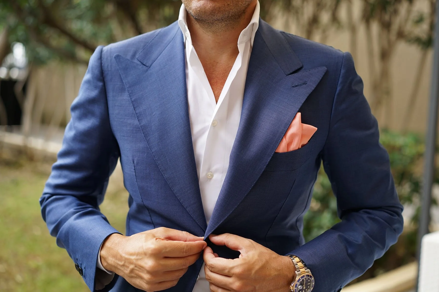 Coral Pink Linen Pocket Square - Image 9