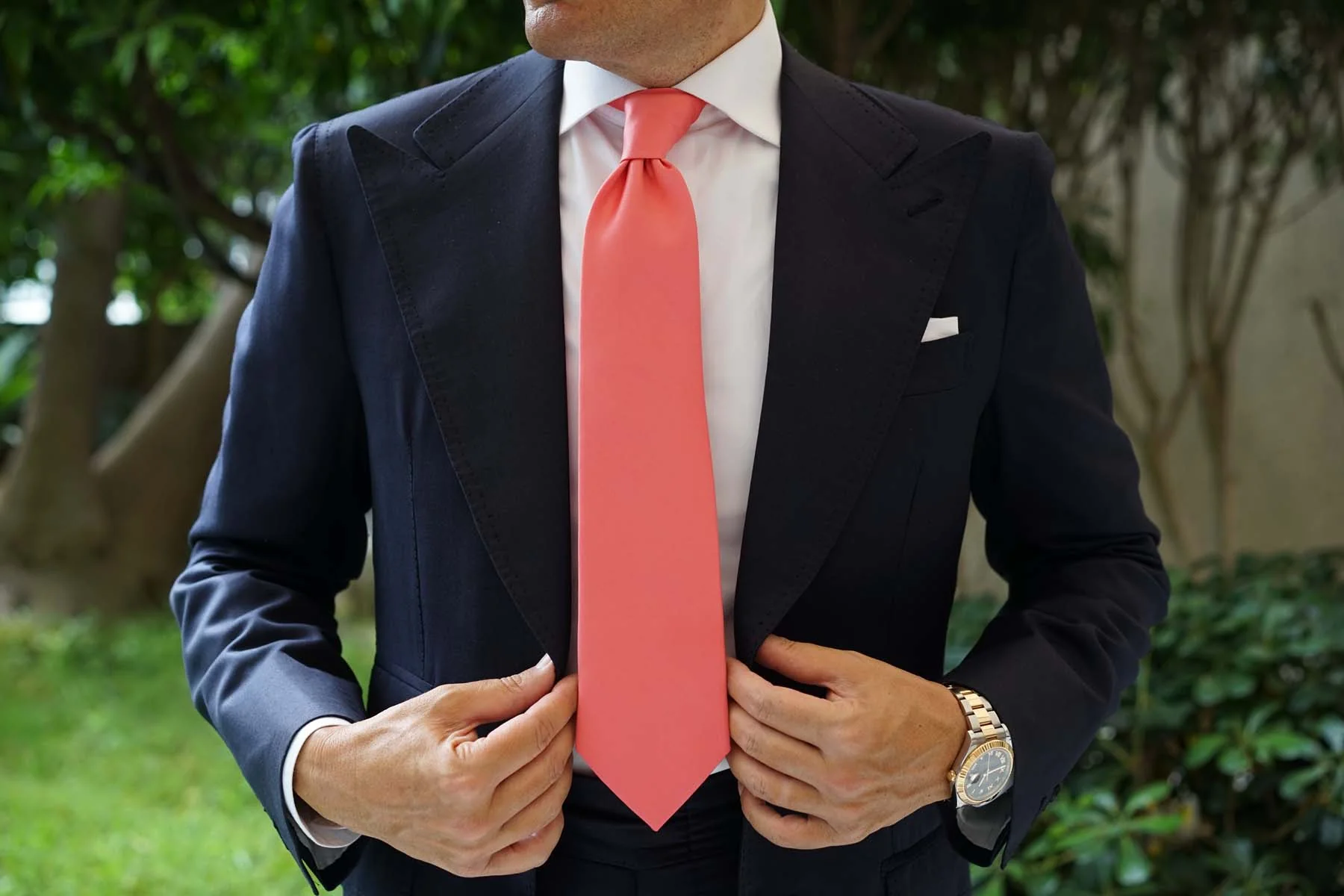Coral Reef Satin Necktie - Image 4