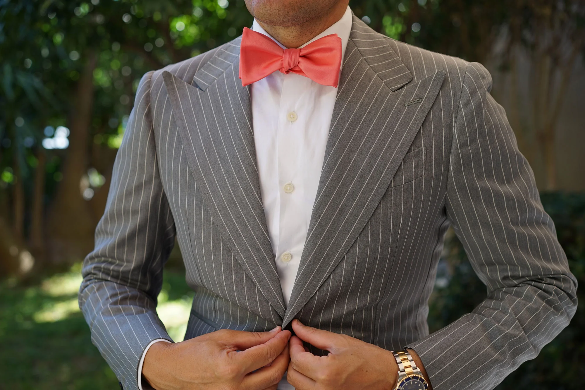 Coral Reef Satin Self Bow Tie - Image 4