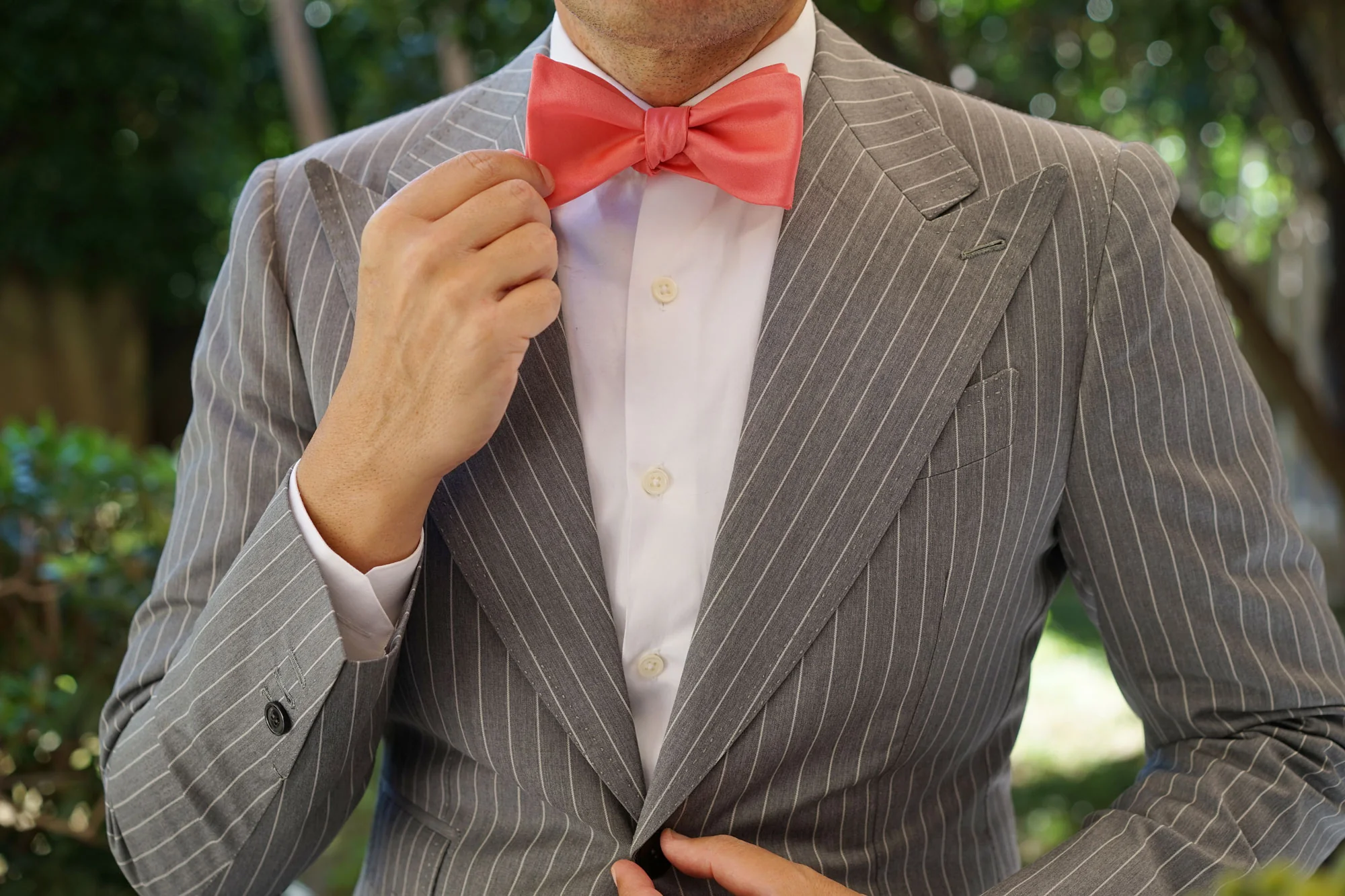 Coral Reef Satin Self Bow Tie - Image 7