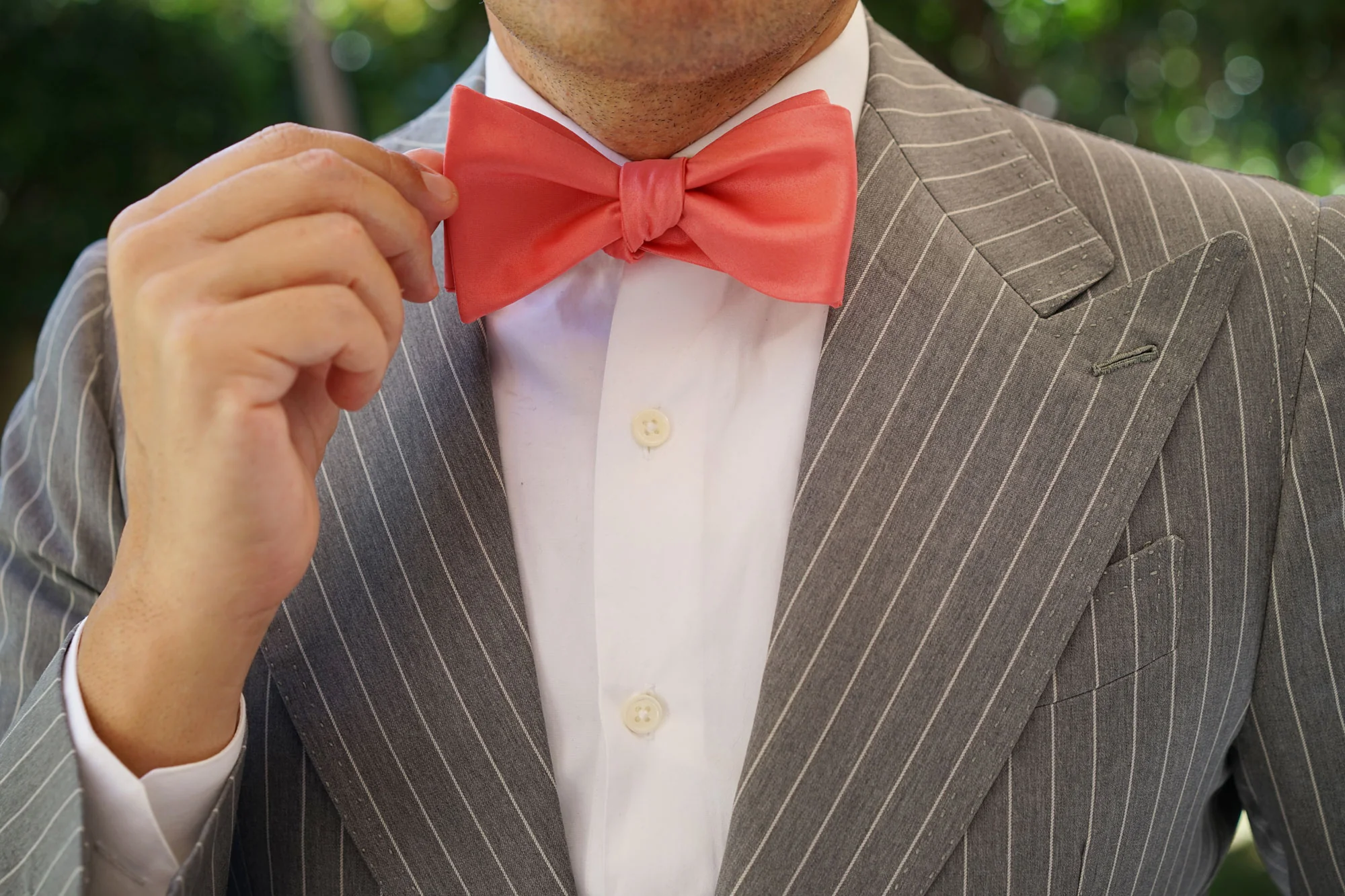 Coral Reef Satin Self Bow Tie - Image 9