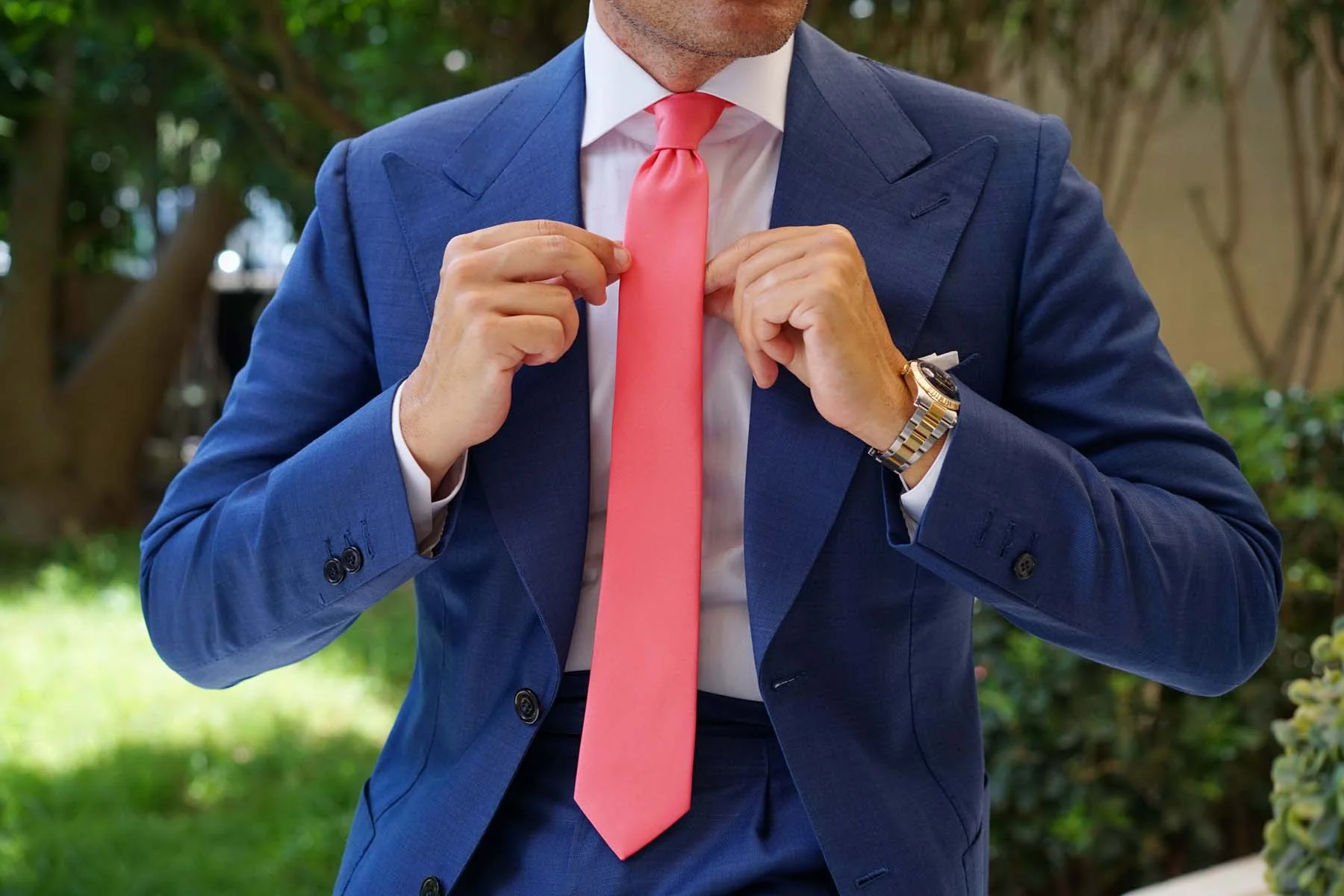 Coral Reef Satin Skinny Tie - Image 6