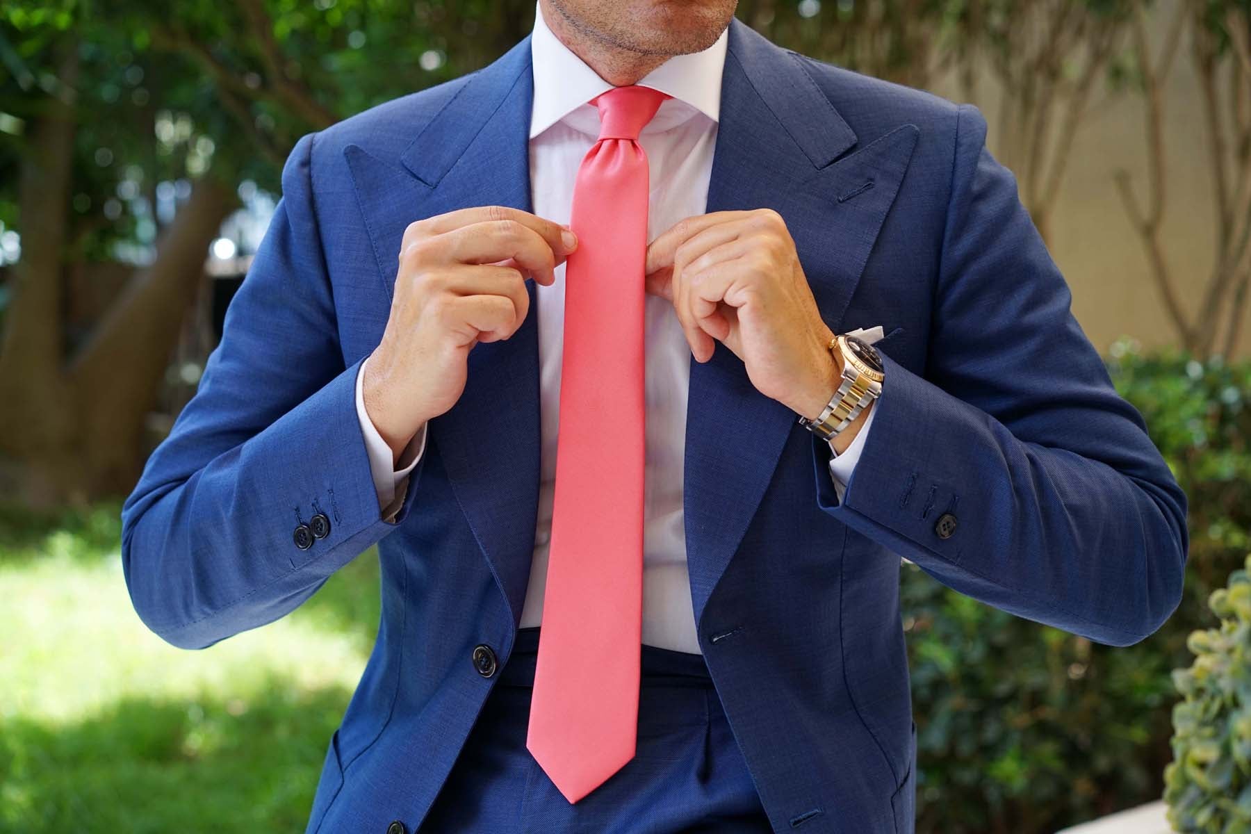Coral Reef Satin Skinny Tie - Image 8