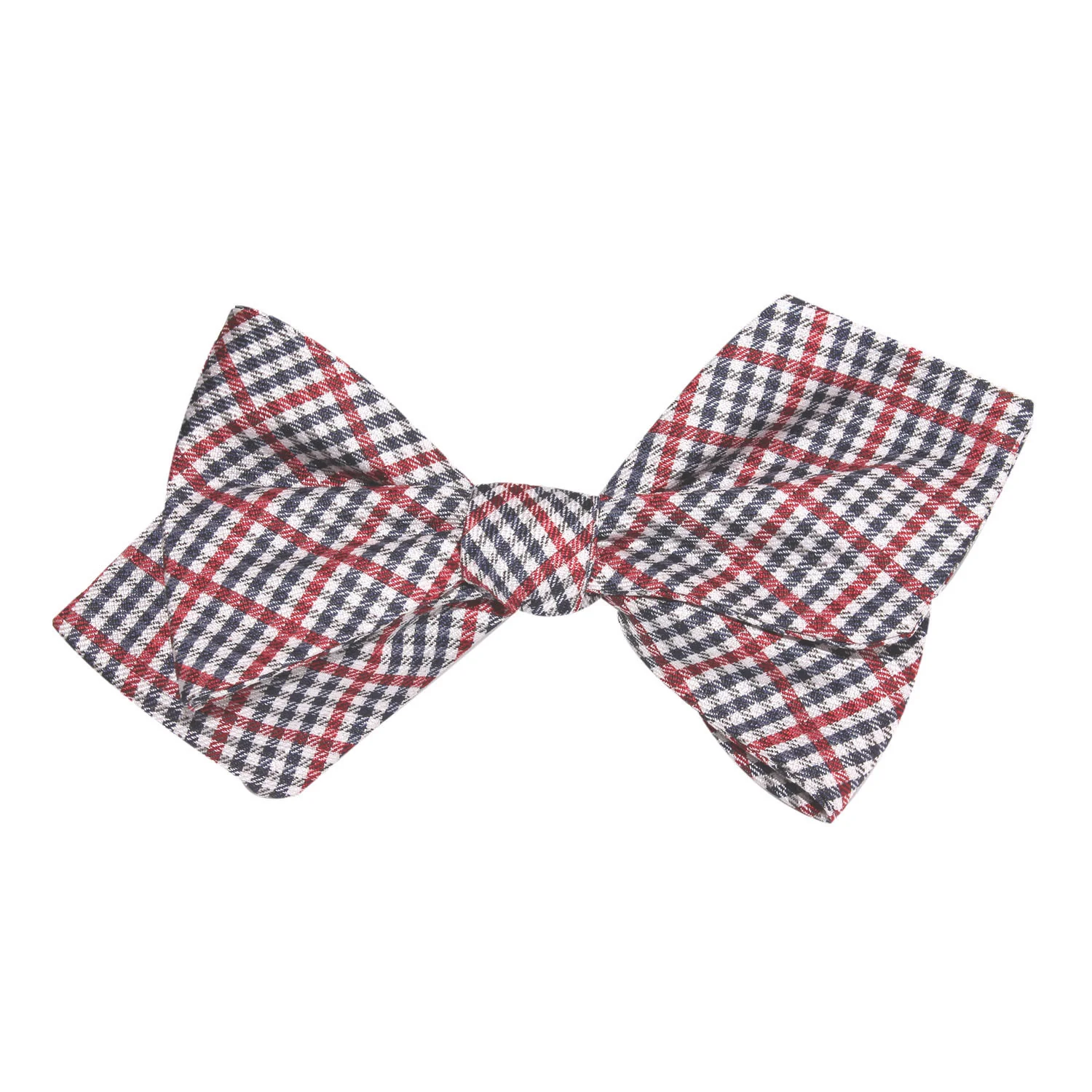 Crimson Gingham Self Tie Diamond Tip Bow Tie - Image 4