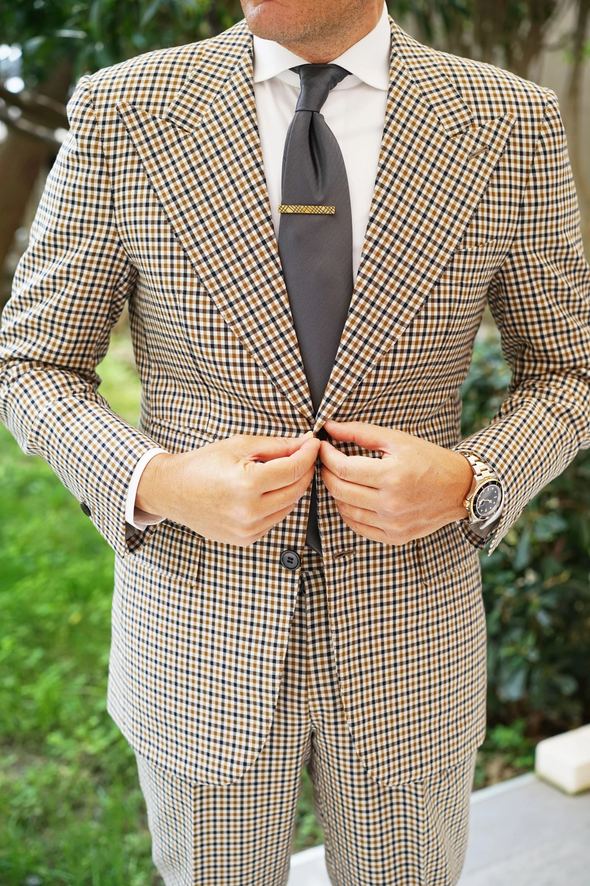 Crosshatch Brass Tie Bar - Image 4