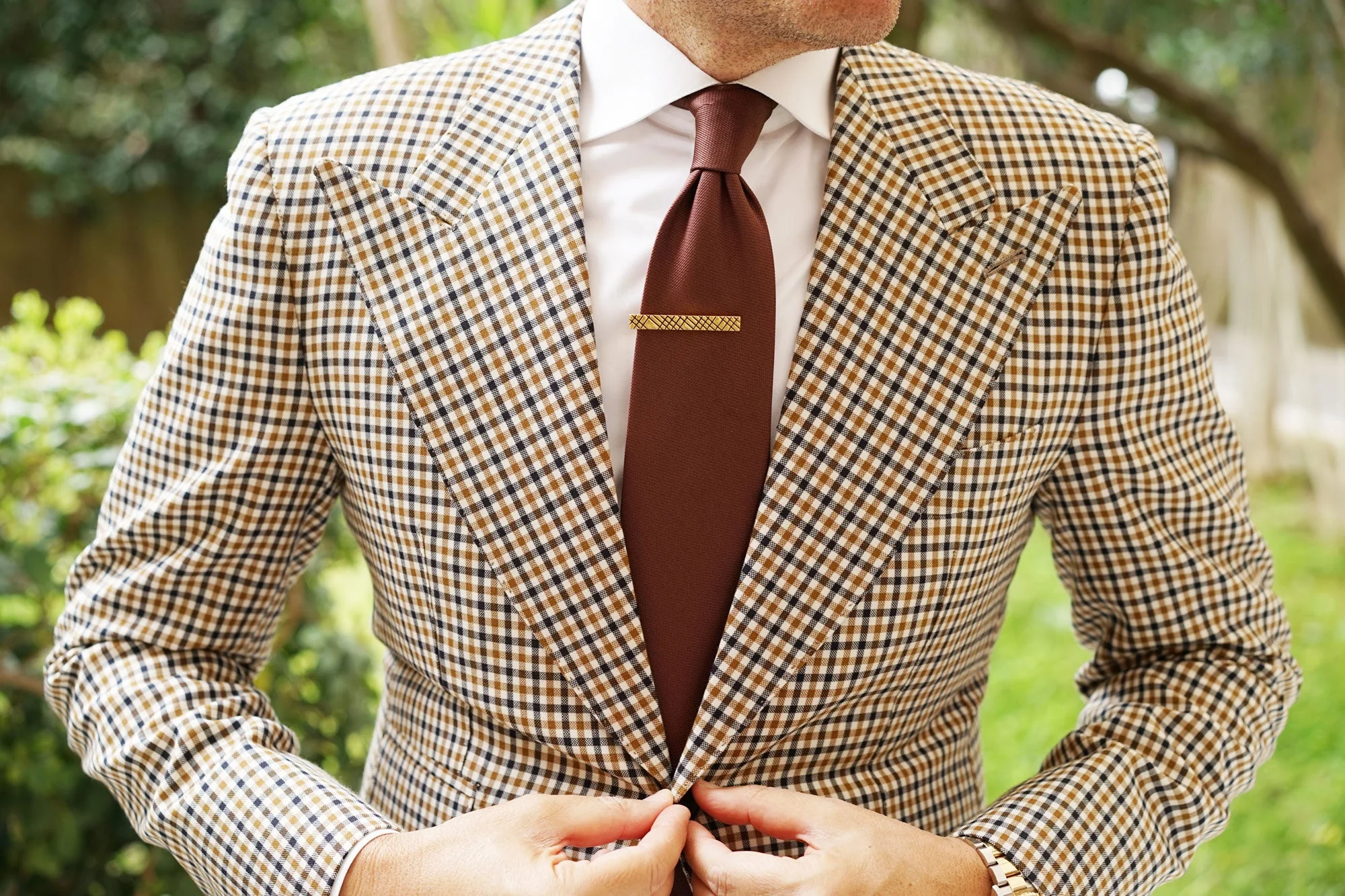 Crosshatch Gold Tie Bar - Image 3
