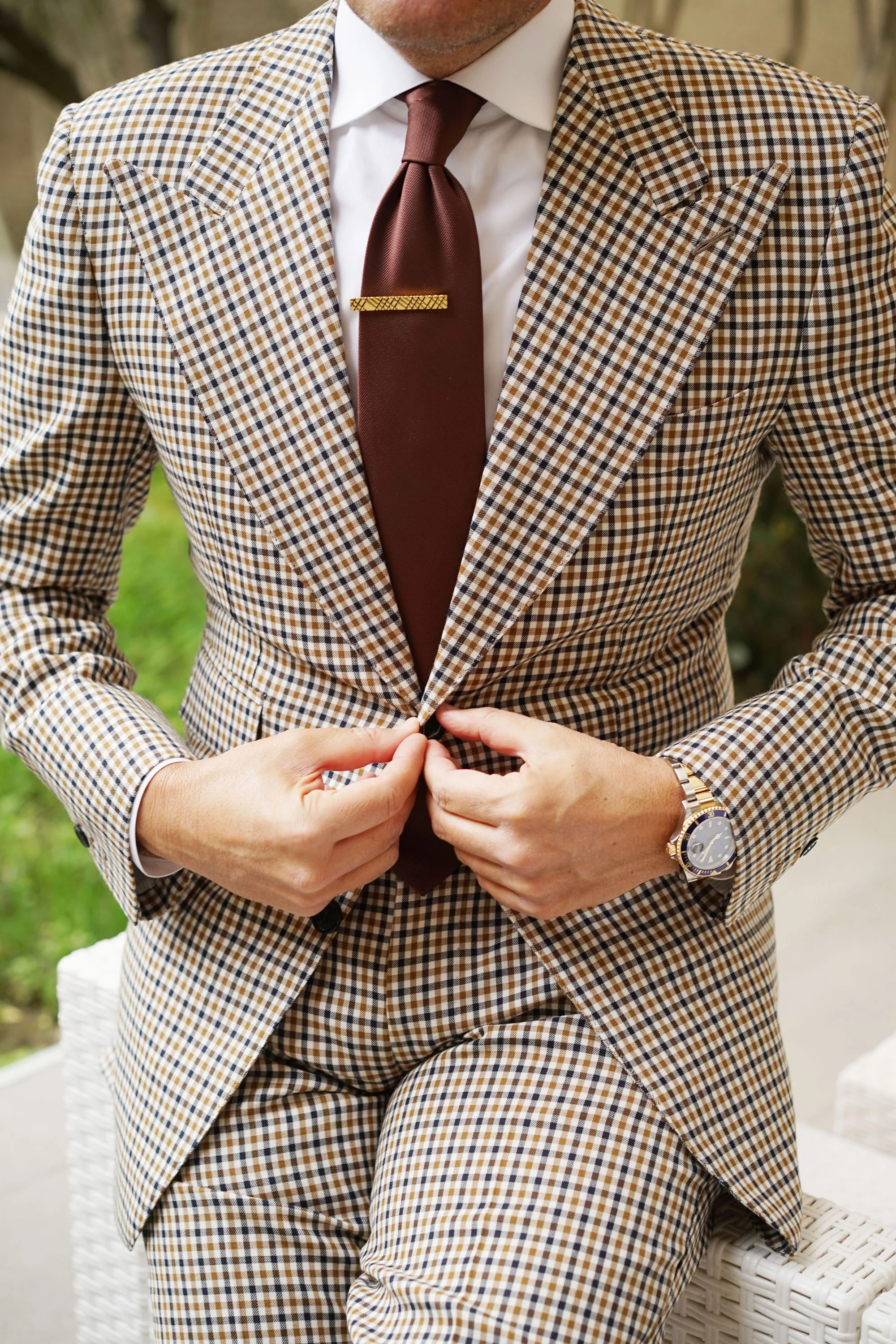 Crosshatch Gold Tie Bar - Image 7
