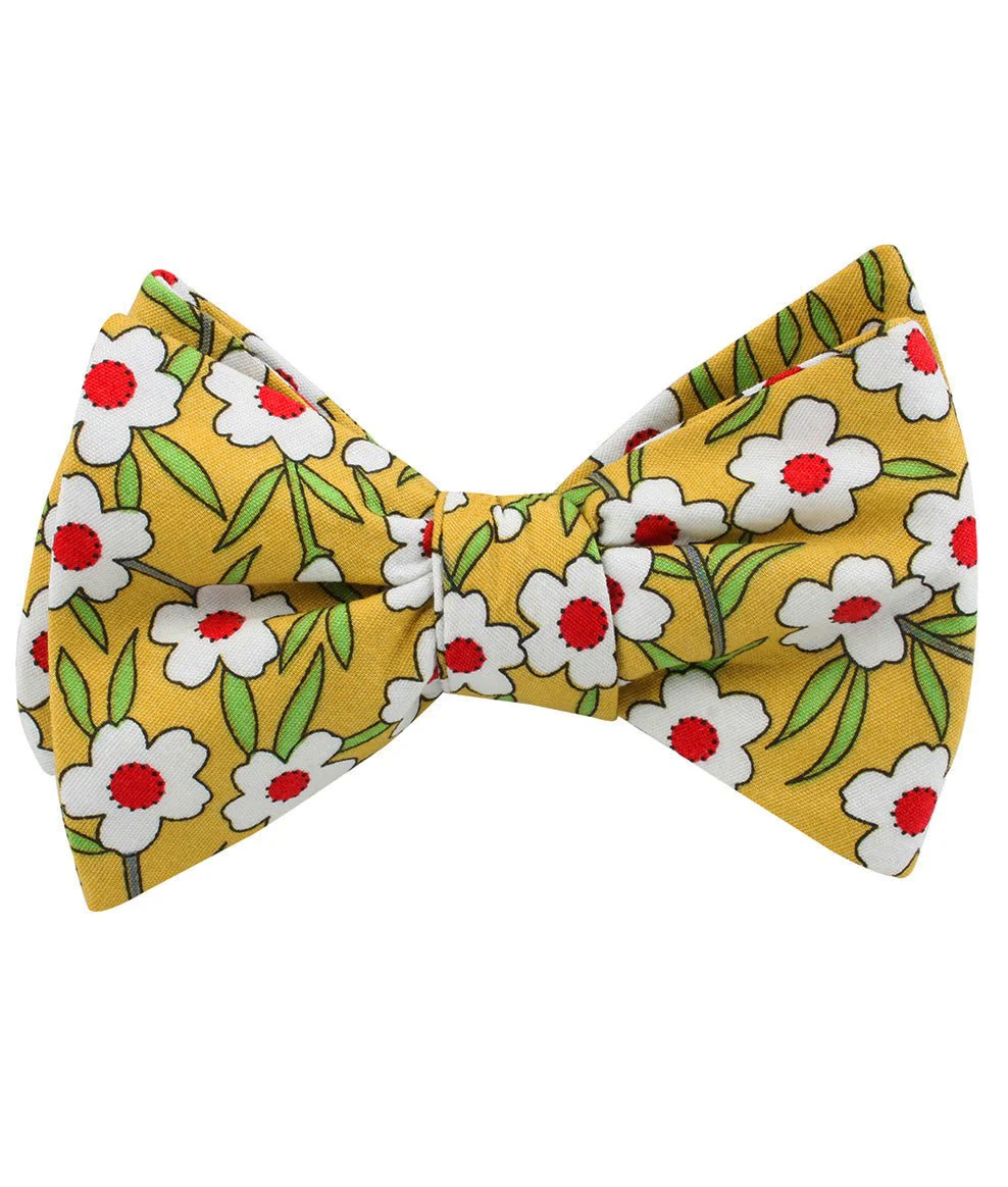 Cuban Marigold Floral Self Bow Tie - Image 2