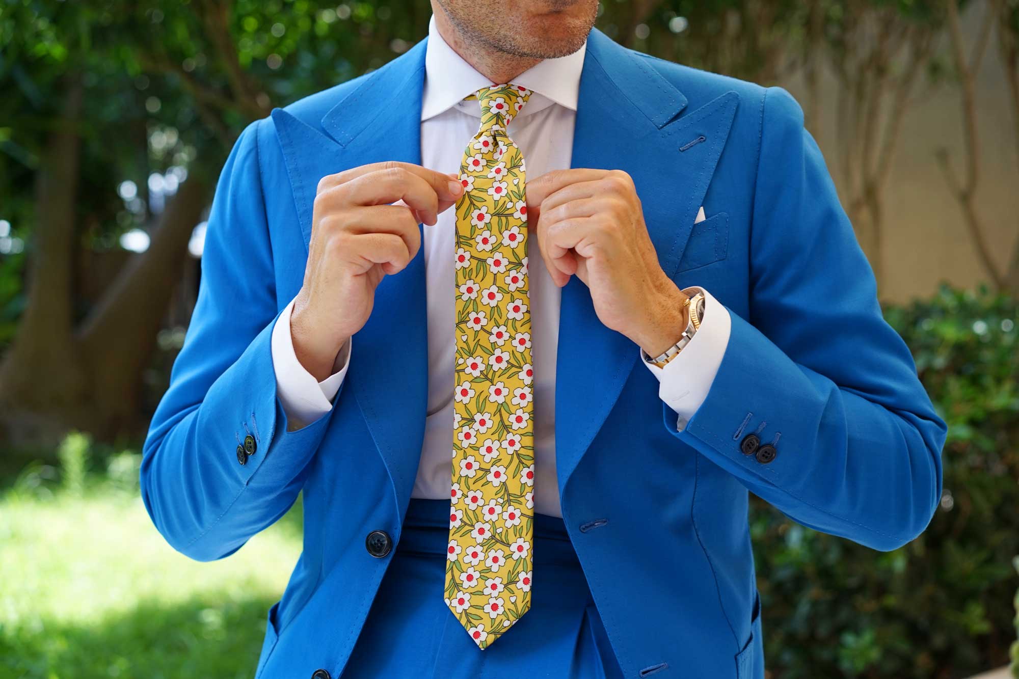 Cuban Marigold Floral Skinny Tie - Image 10