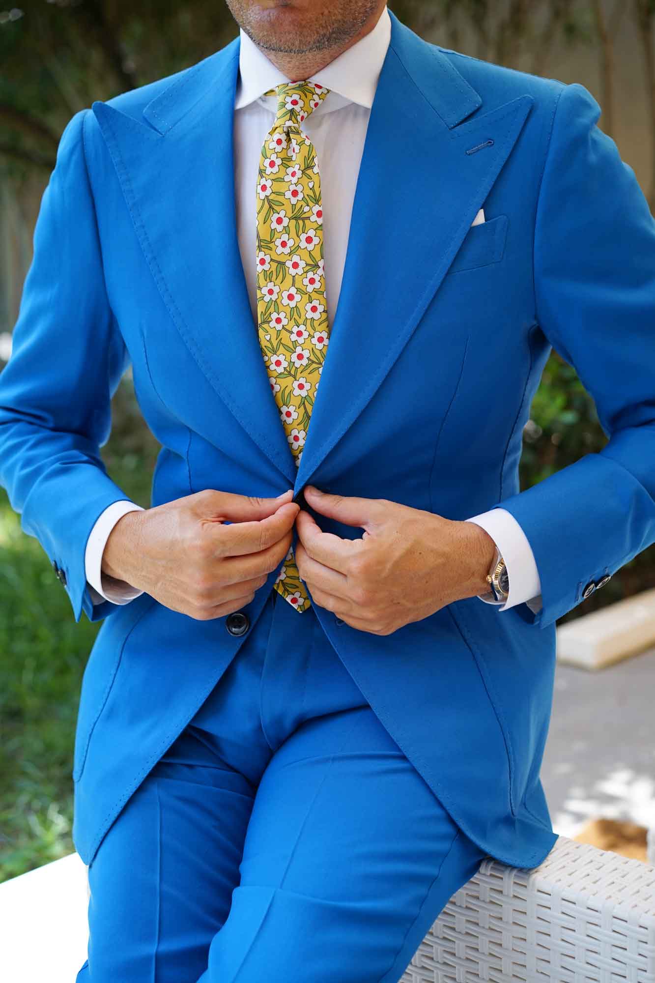 Cuban Marigold Floral Skinny Tie - Image 9