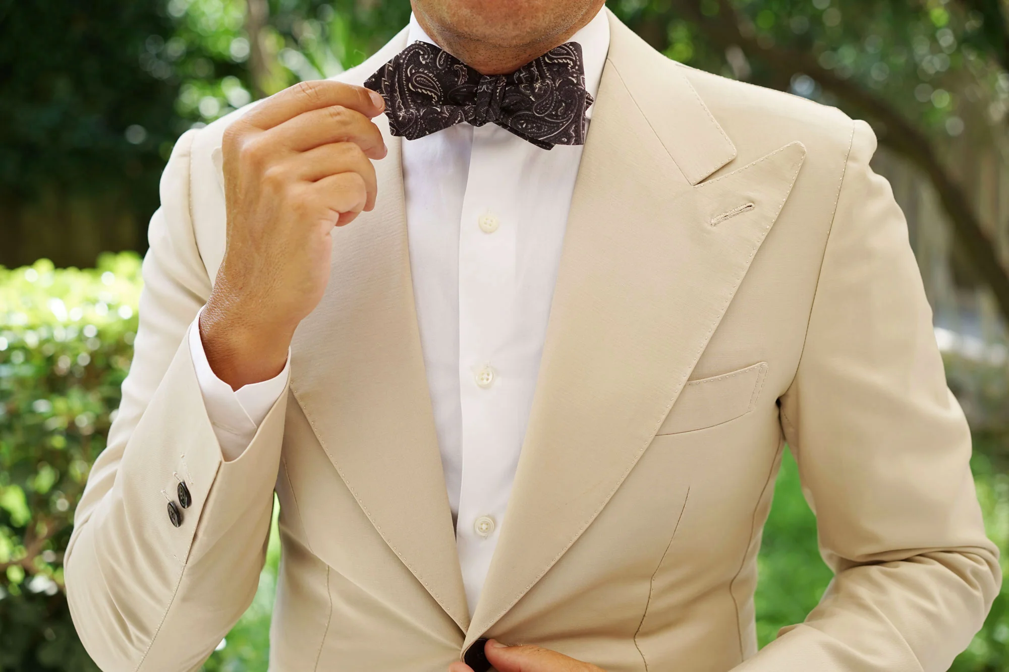 Culaccino Kettle Black Paisley Diamond Self Bow Tie - Image 6