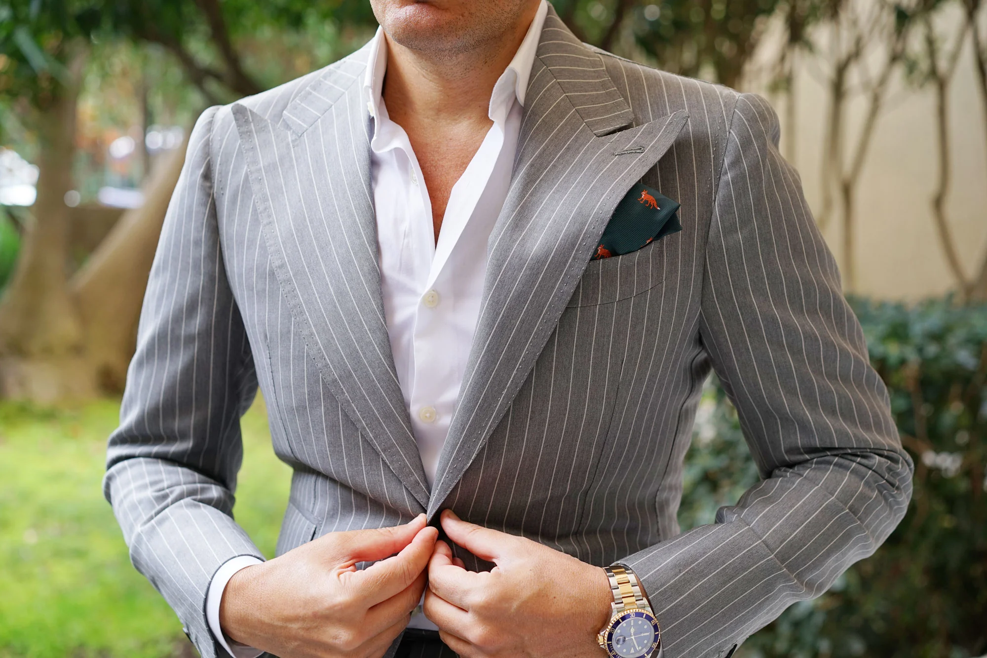 Culpeo Fox Dark Green Pocket Square - Image 3