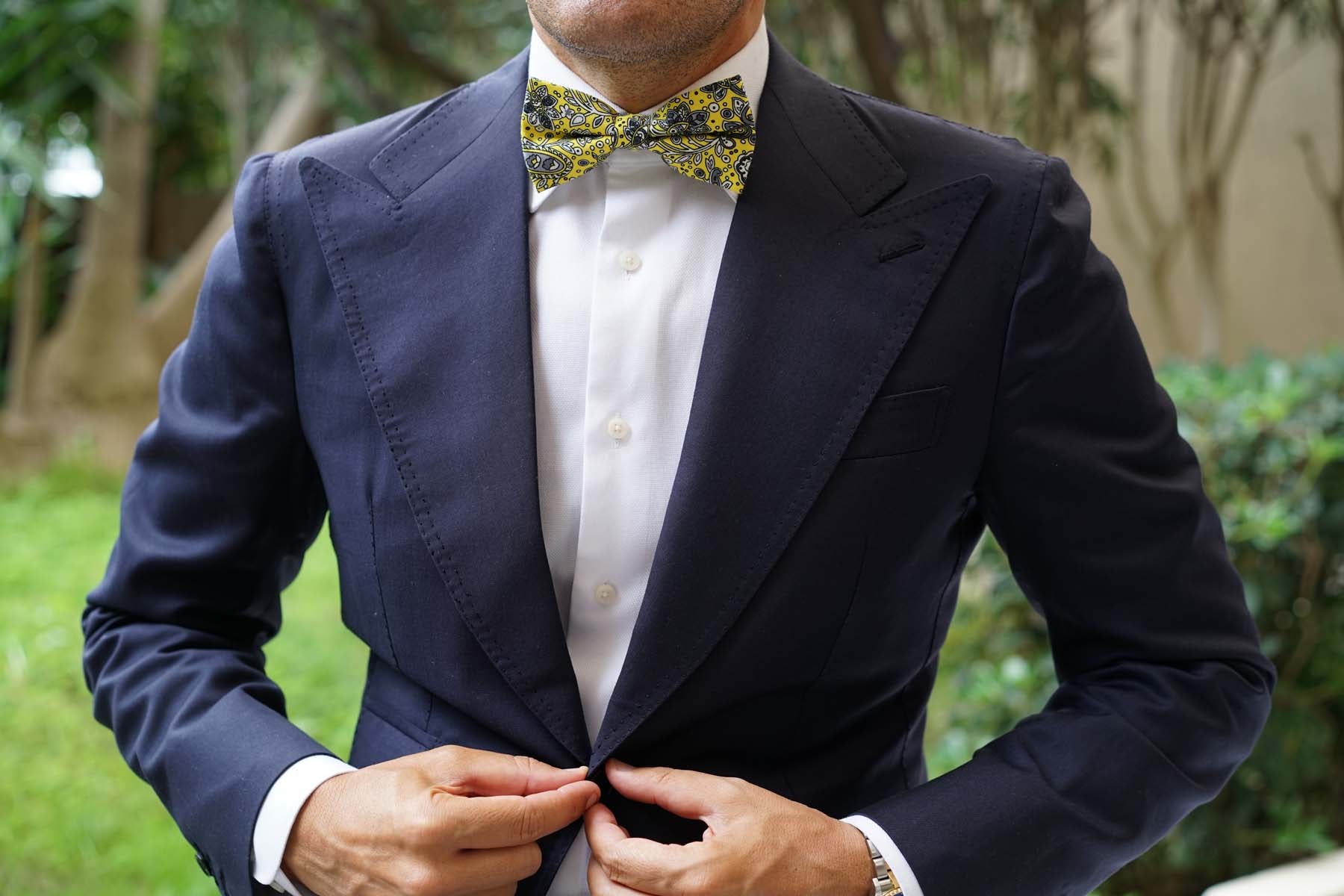 Cyrus Yellow Paisley Bow Tie - Image 6