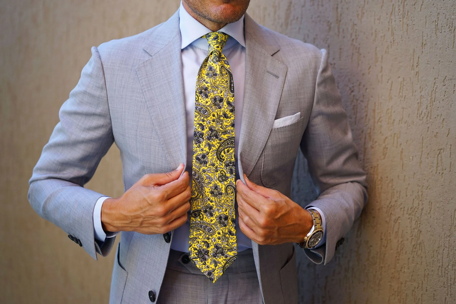 Cyrus Yellow Paisley Necktie - Image 11
