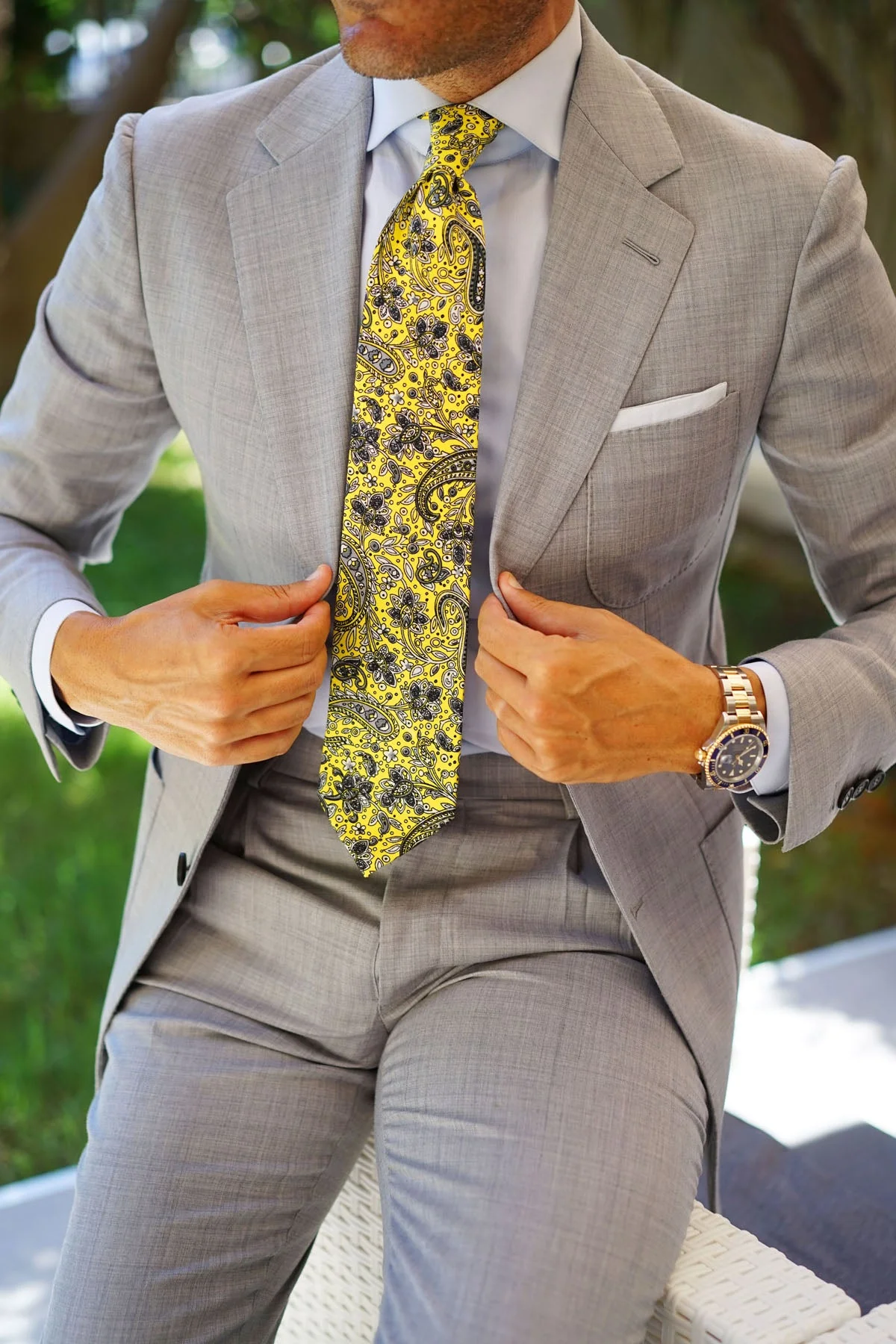 Cyrus Yellow Paisley Necktie - Image 15