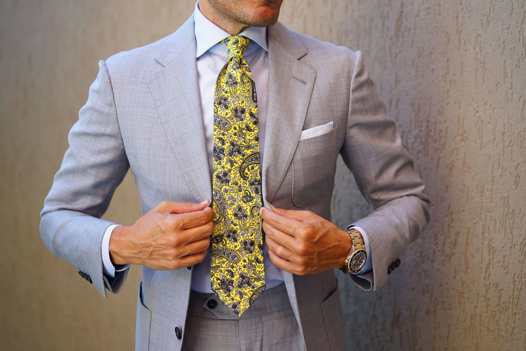 Cyrus Yellow Paisley Necktie - Image 4