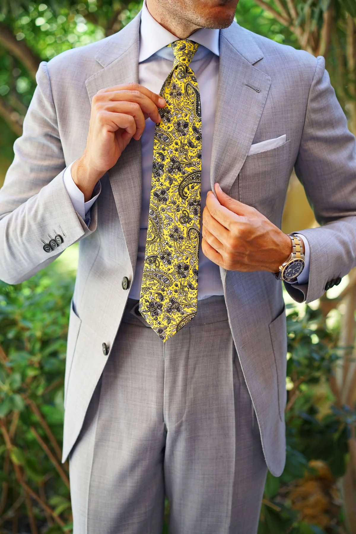 Cyrus Yellow Paisley Necktie - Image 7