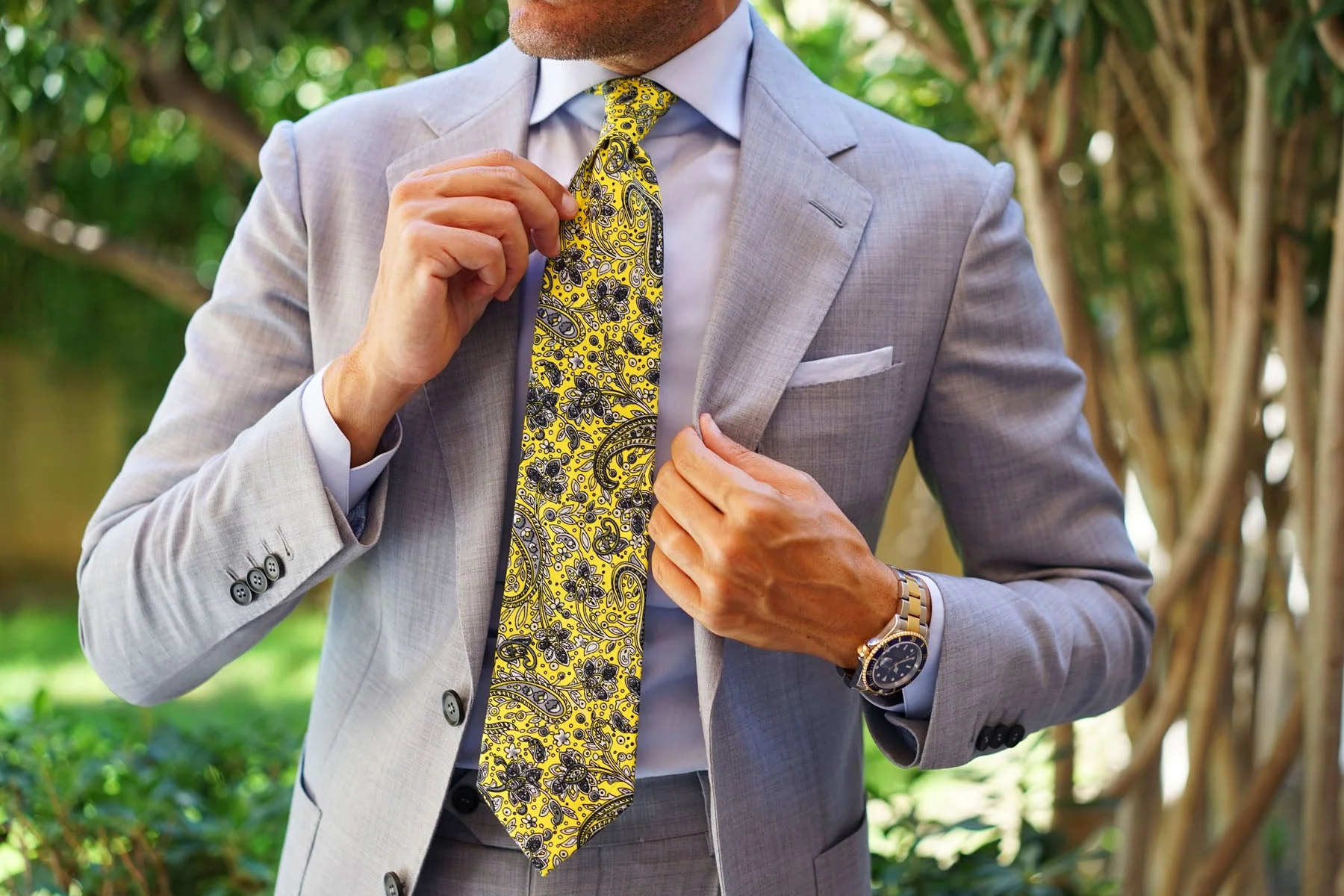 Cyrus Yellow Paisley Necktie - Image 9