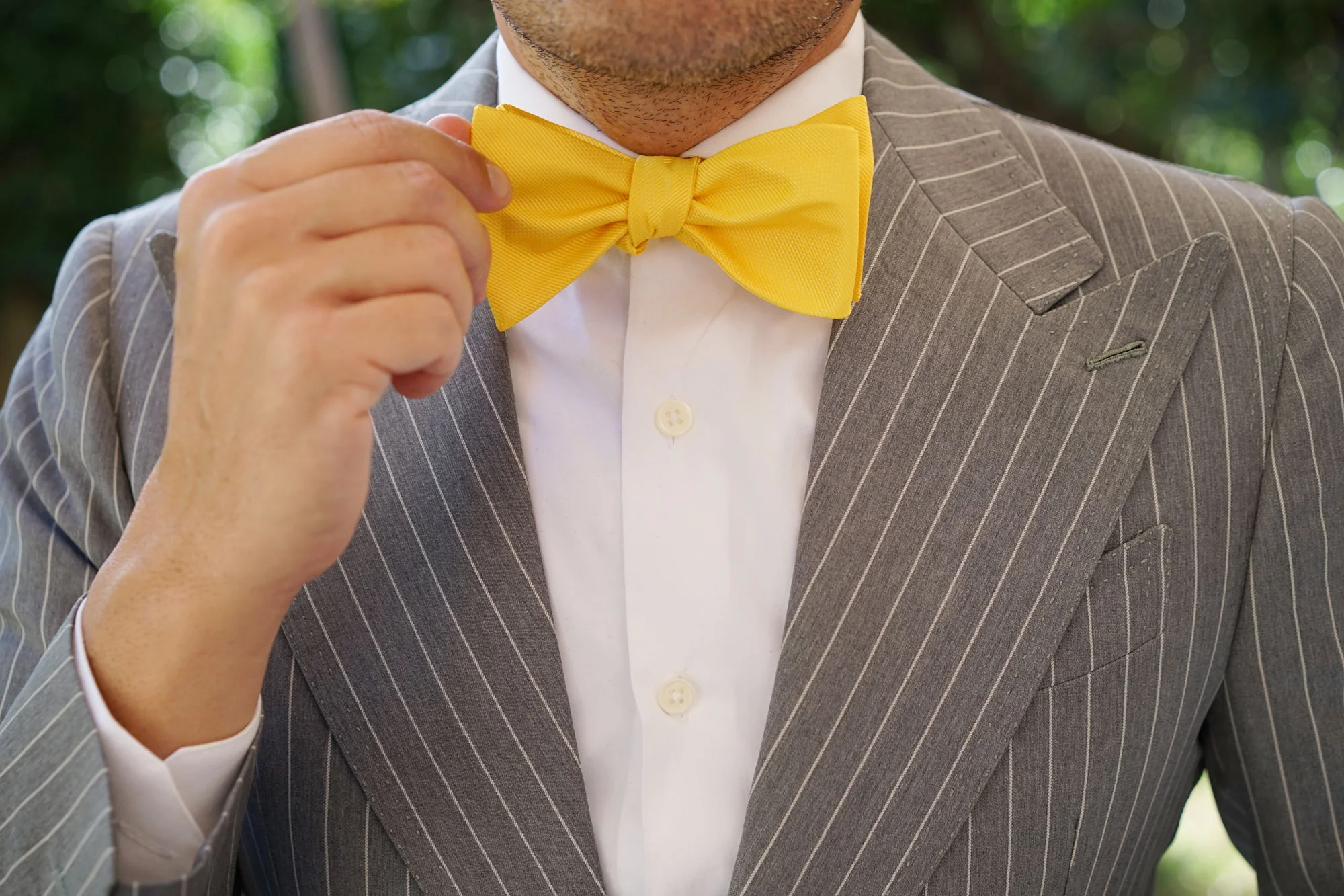 Daffodil Tuscan Sun Yellow Weave Self Bow Tie - Image 6