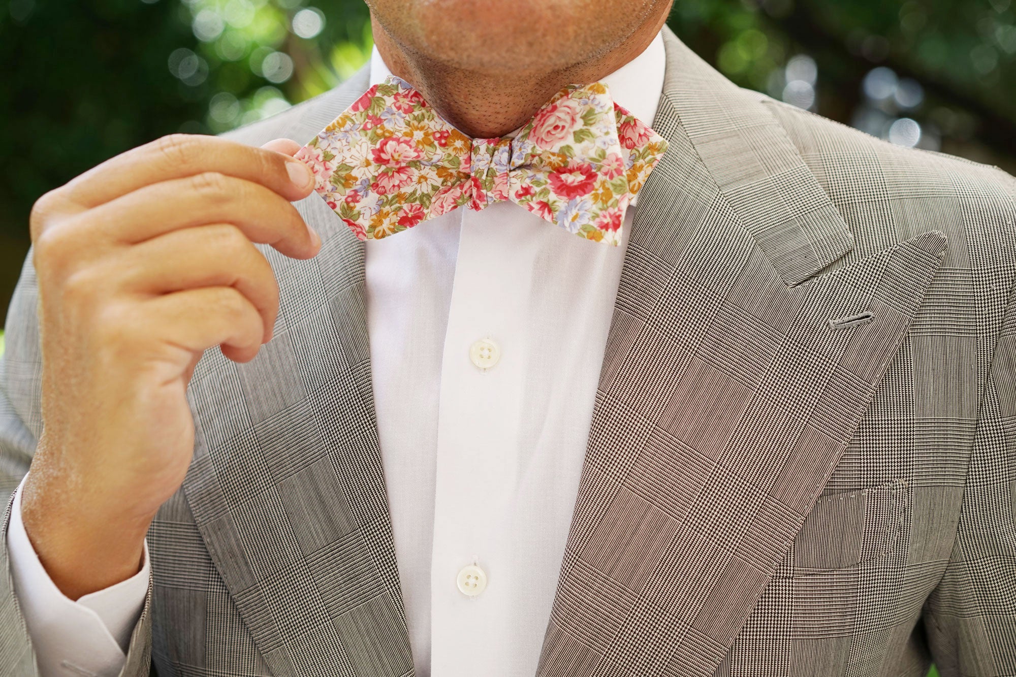 Daisy Floral Diamond Self Bow Tie - Image 7