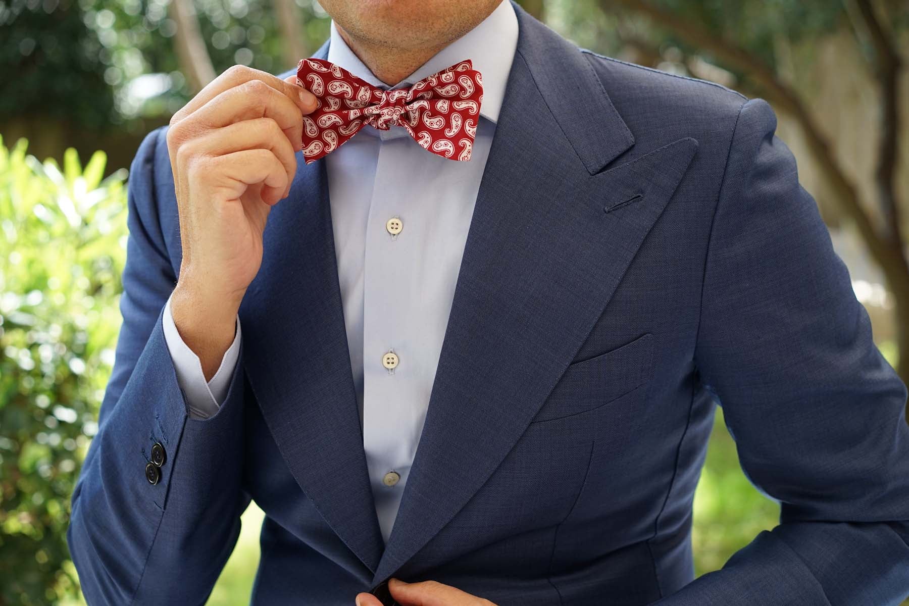 Danielre Red Paisley Self Bow Tie - Image 9
