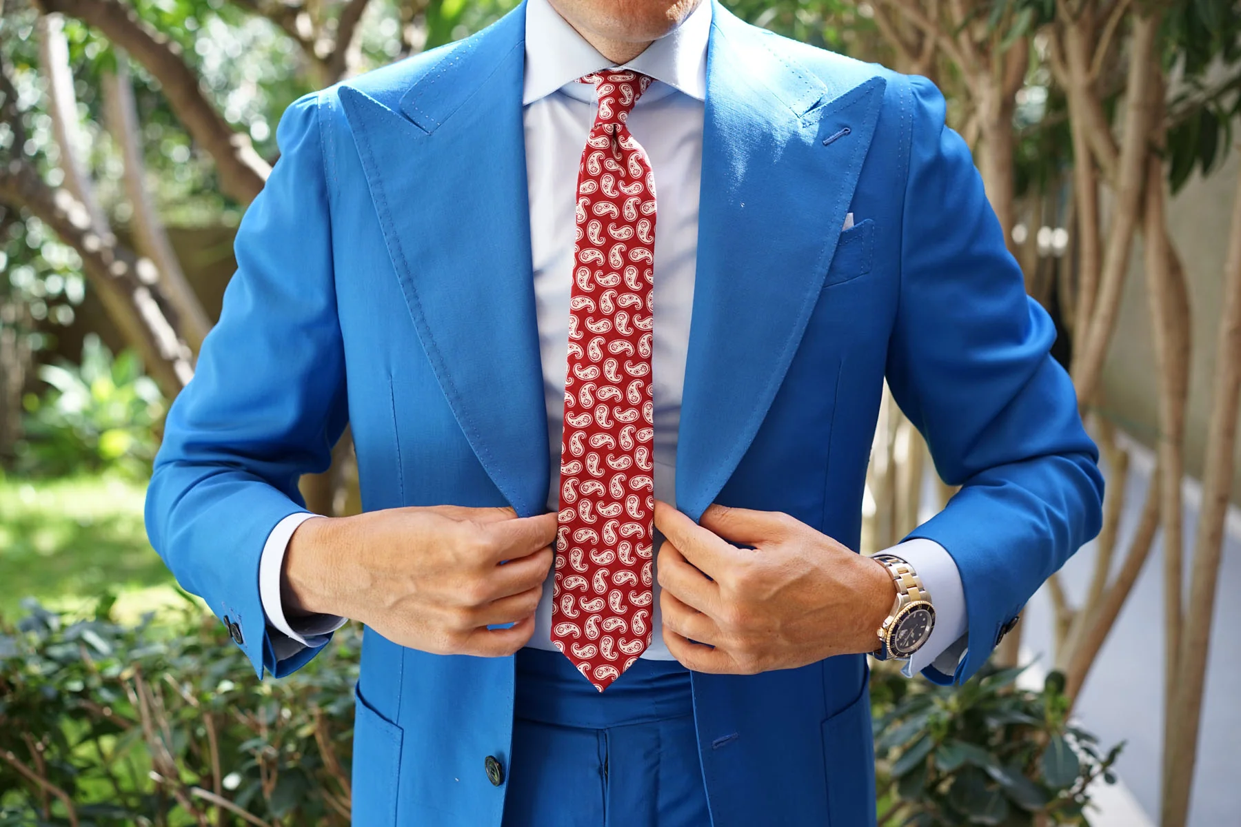 Danielre Red Paisley Skinny Tie - Image 6