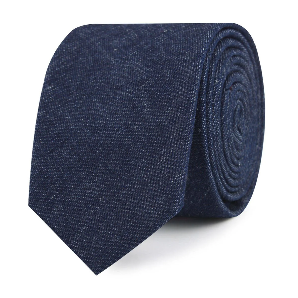 Dark Blue Raw Denim Linen Skinny Tie - Image 2