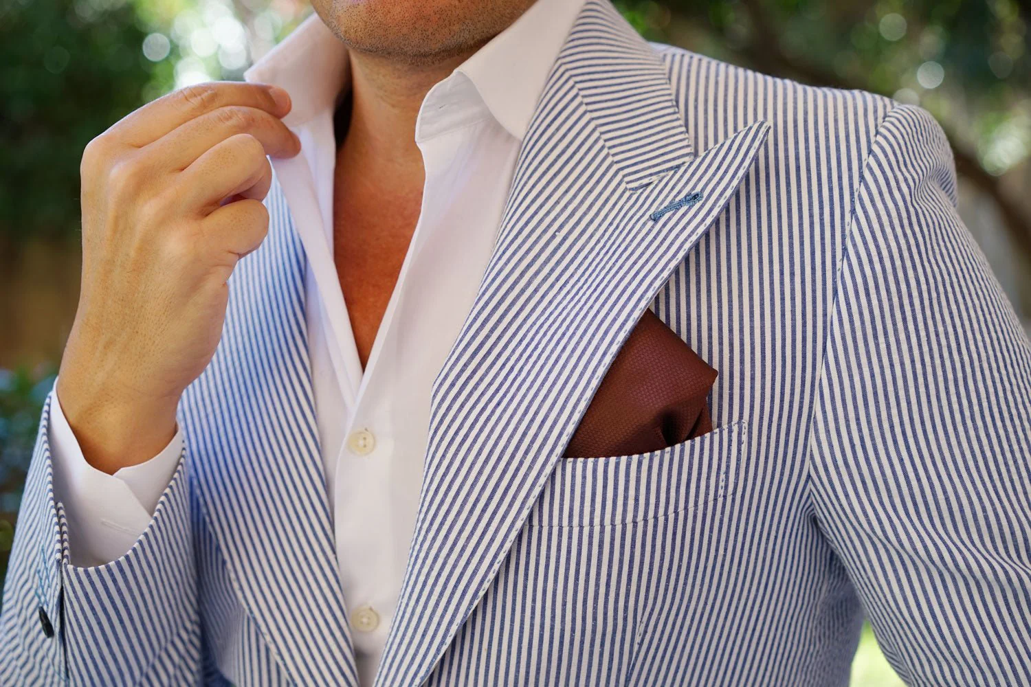 Dark Brown Basket Weave Pocket Square - Image 7