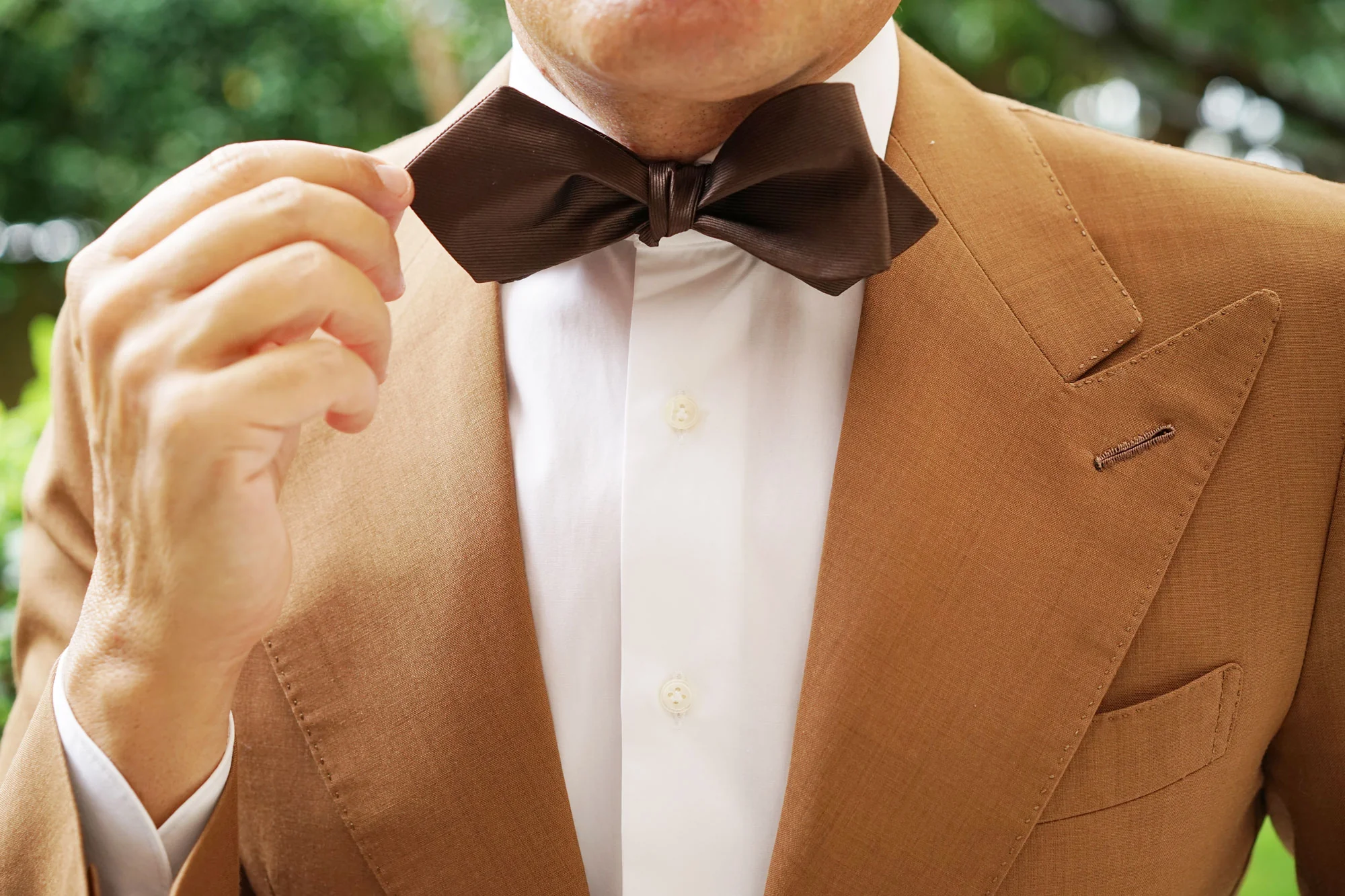 Dark Brown Self Tie Diamond Tip Bow Tie - Image 12