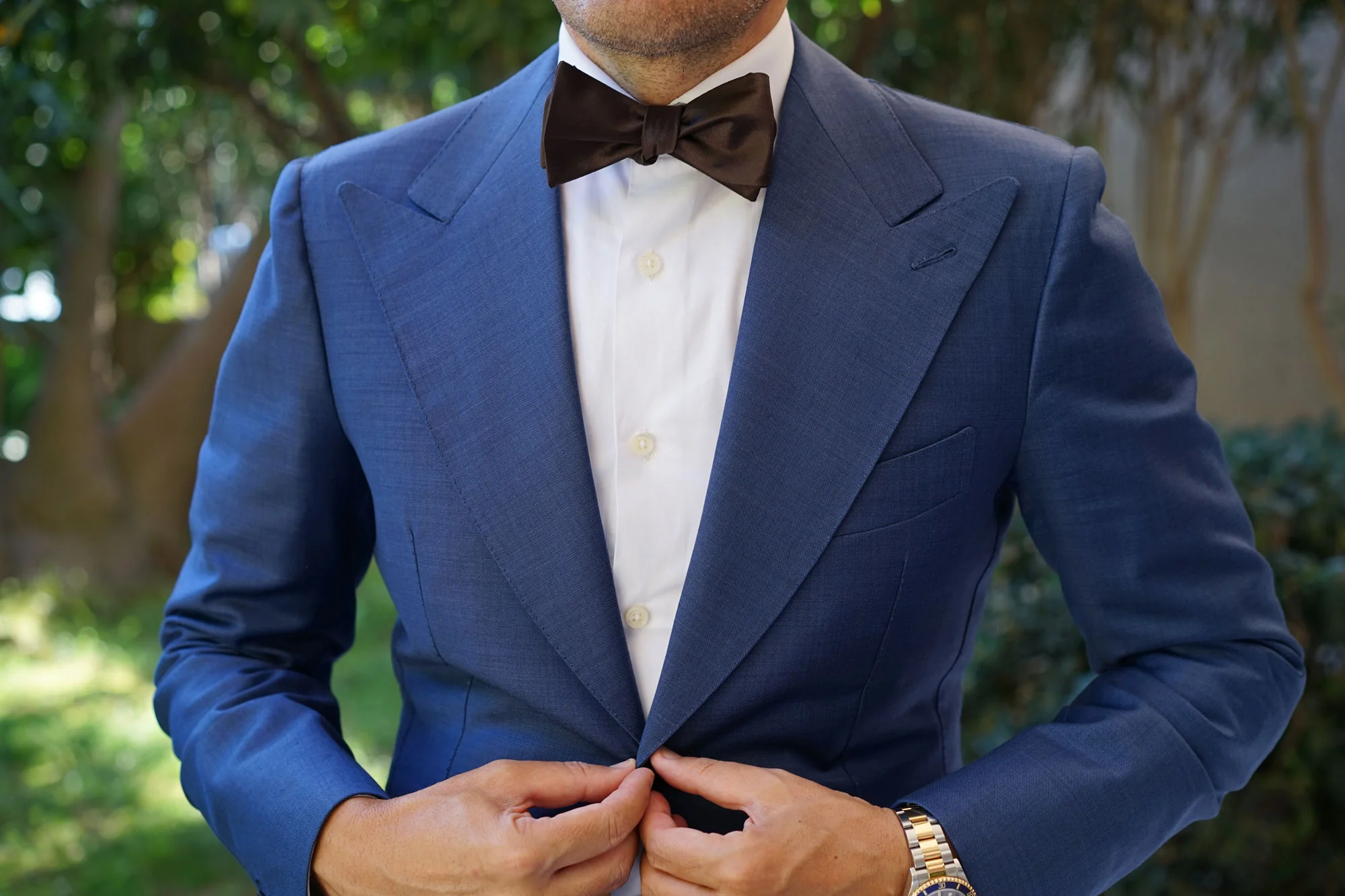 Dark Brown Truffle Satin Self Bow Tie - Image 4