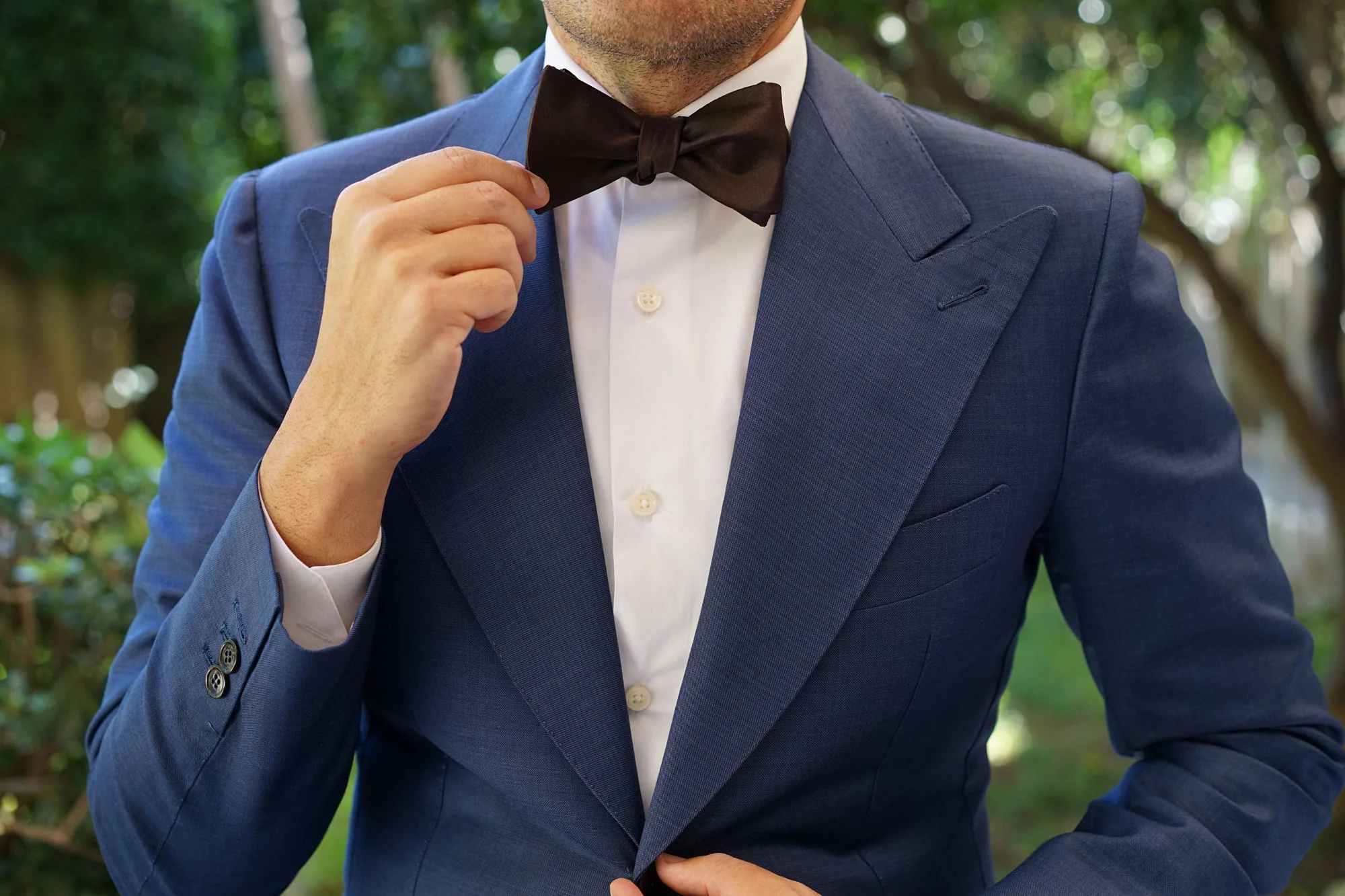 Dark Brown Truffle Satin Self Bow Tie - Image 6