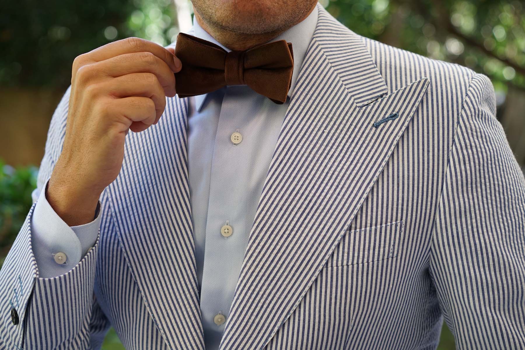 Dark Brown Velvet Bow Tie - Image 6