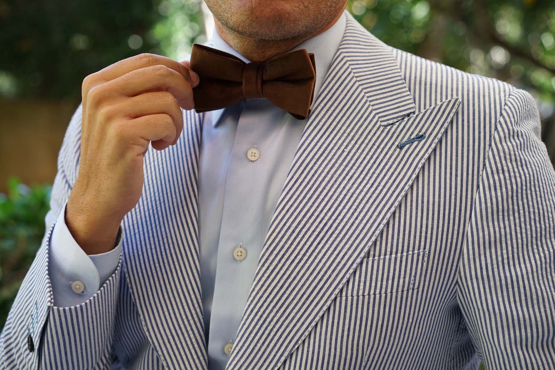 Dark Brown Velvet Bow Tie - Image 8