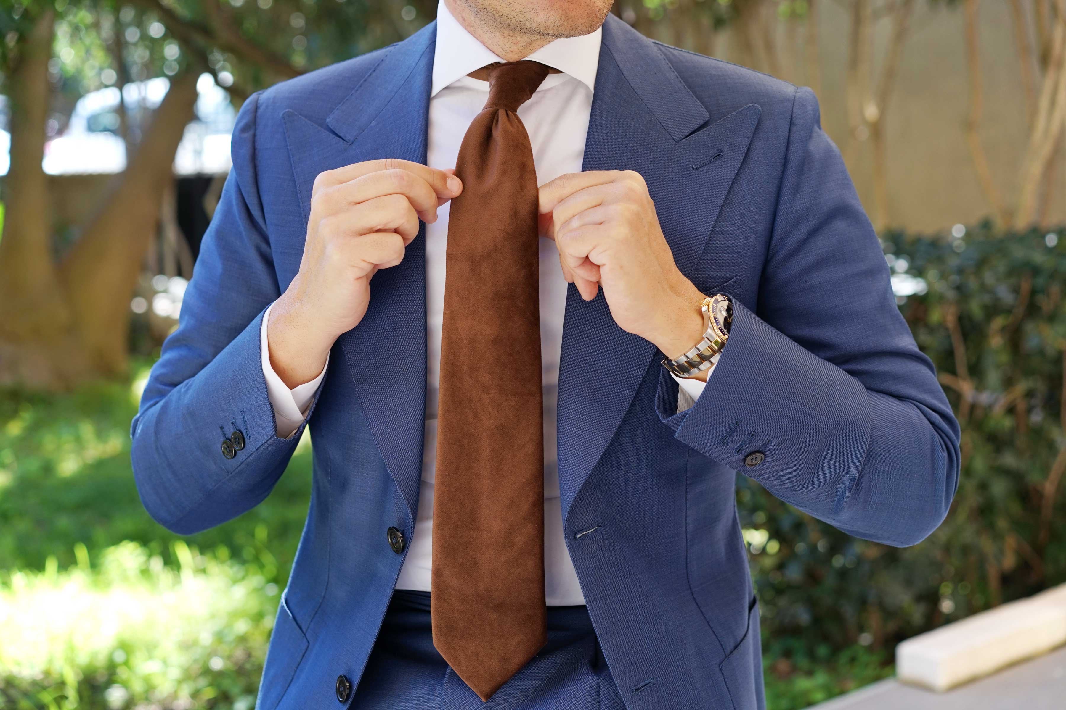 Dark Brown Velvet Necktie - Image 4