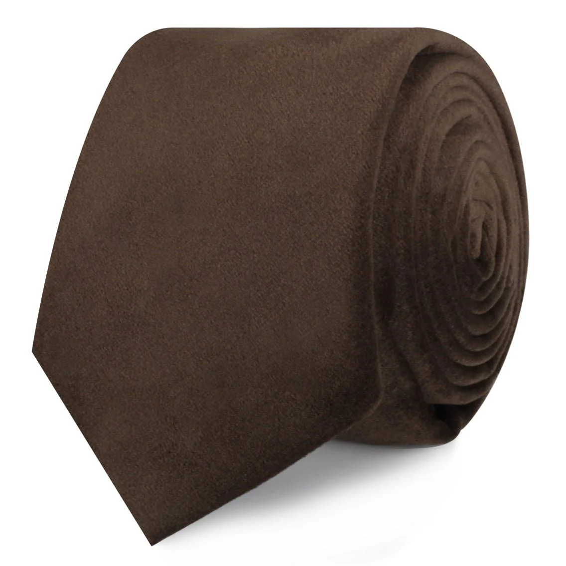 Dark Brown Velvet Skinny Tie - Image 2