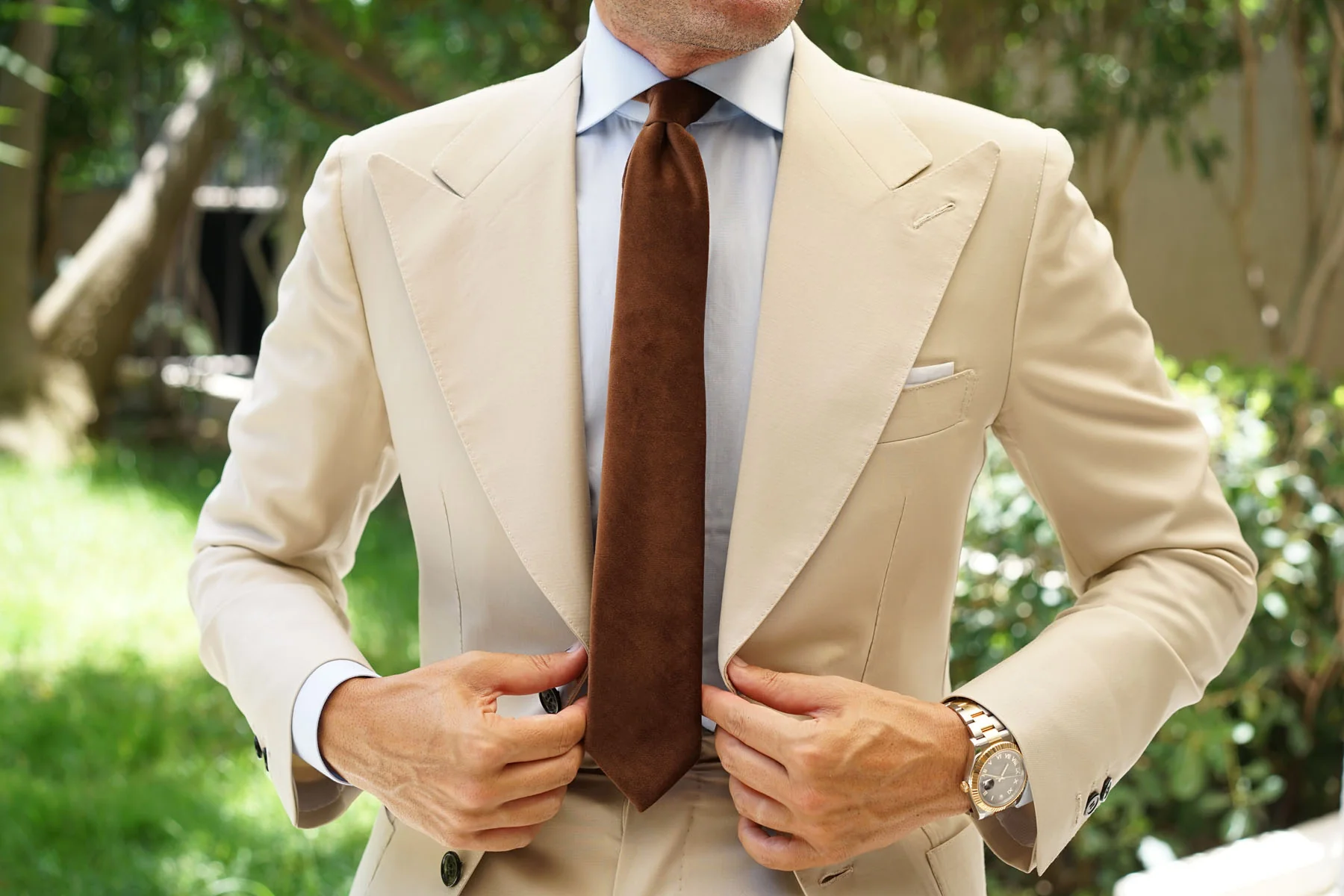 Dark Brown Velvet Skinny Tie - Image 4
