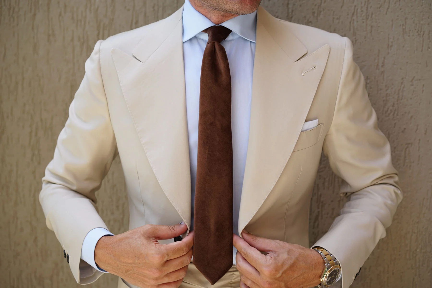 Dark Brown Velvet Skinny Tie - Image 6