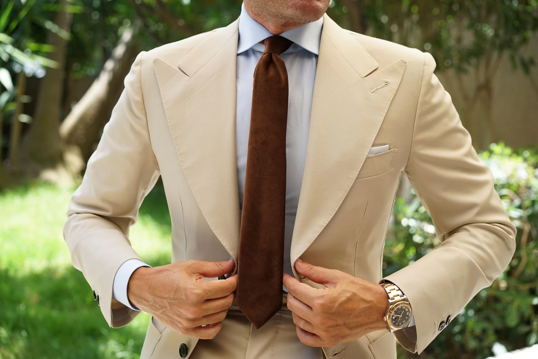 Dark Brown Velvet Skinny Tie - Image 8