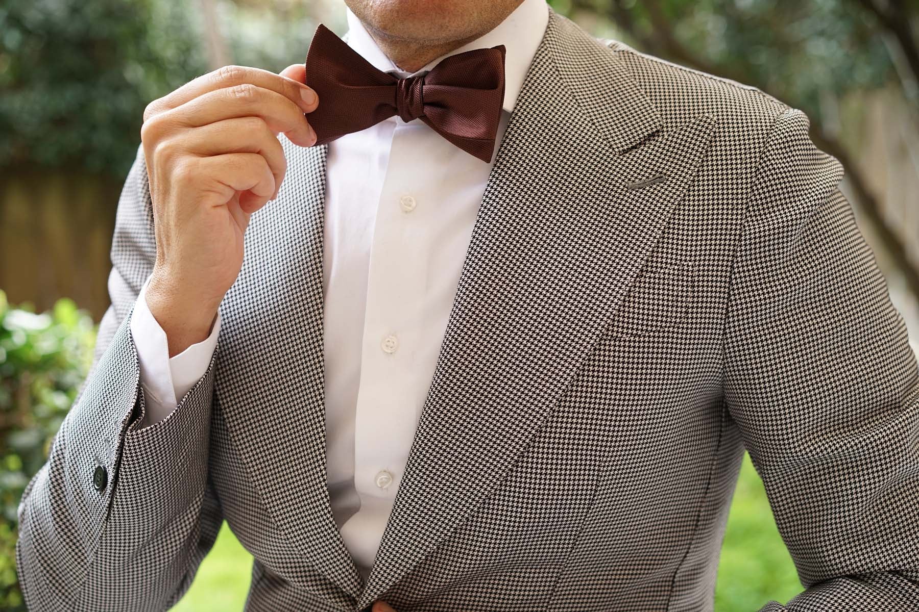 Dark Brown Weave Self Bow Tie - Image 6