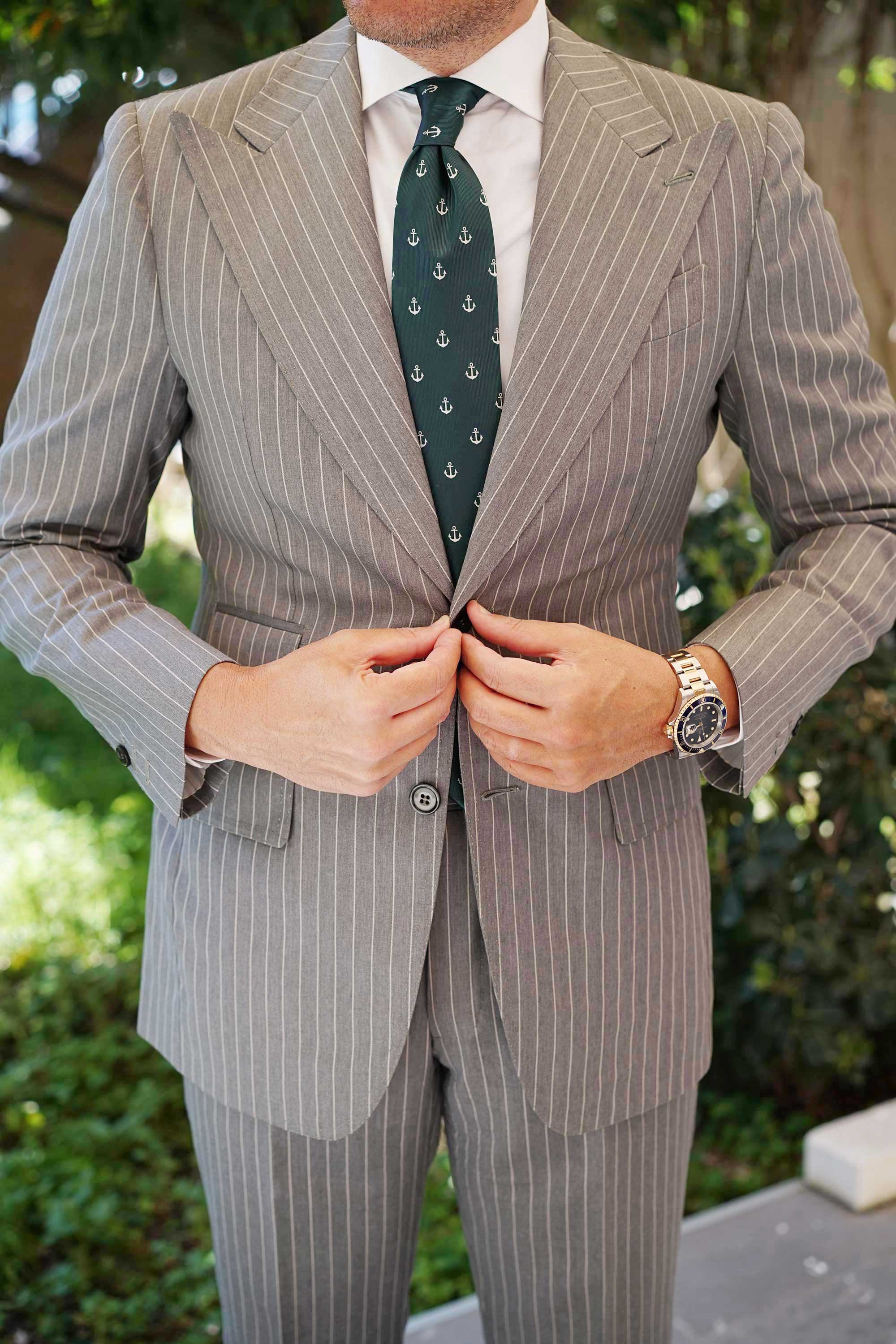 Dark Green Anchor Necktie - Image 6