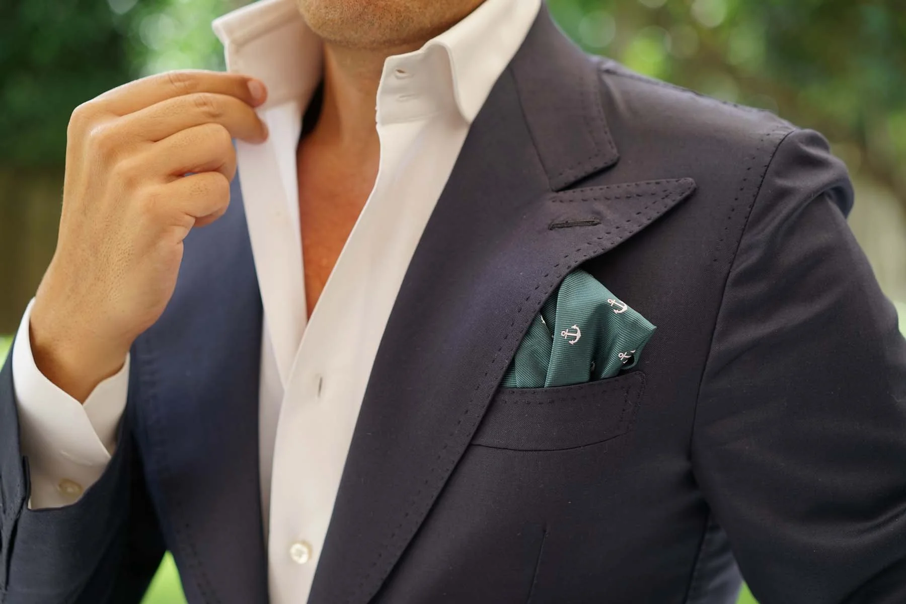 Dark Green Anchor Pocket Square - Image 5